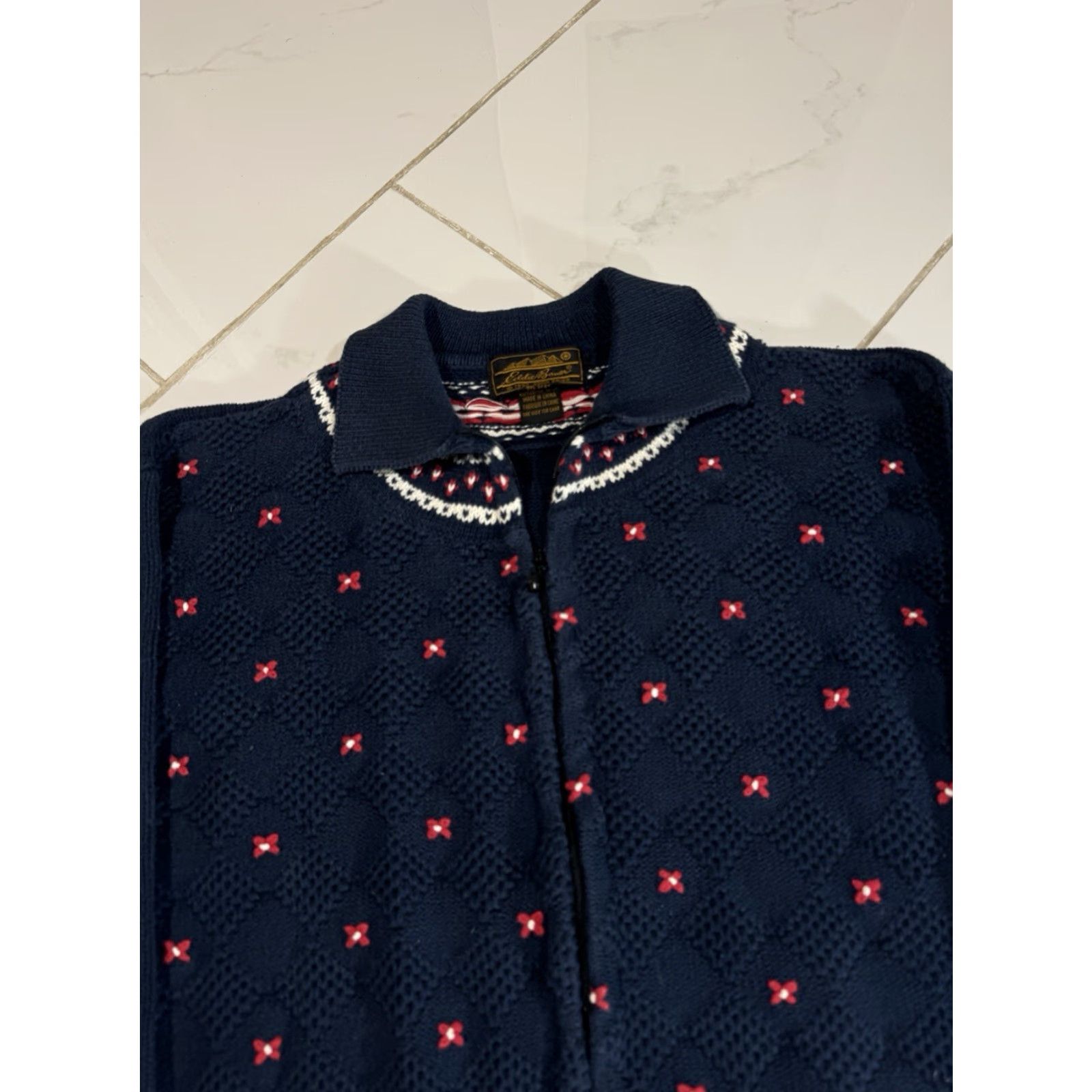 Eddie Bauer VINTAGE Eddie Bauer Full Zip Sweater Navy Blue Cotton Knit USA Size M Unisex Adults Size M / US 6-8 / IT 42-44 - 4 Thumbnail