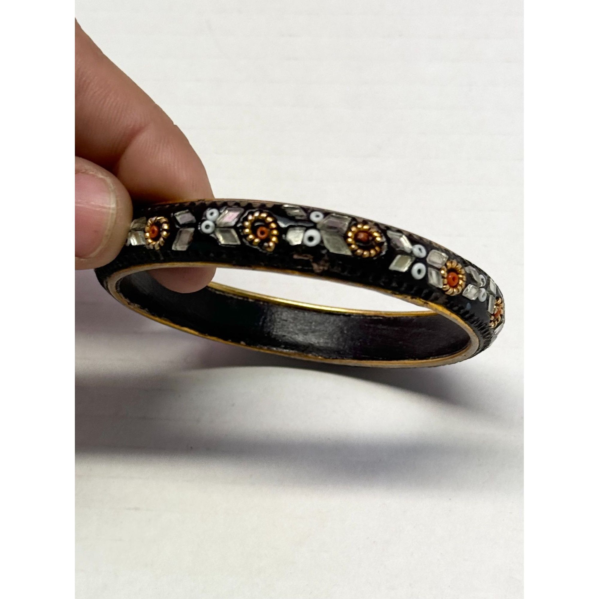 Vintage Vintage India Beaded black bangle bracelet Size ONE SIZE - 4 Thumbnail
