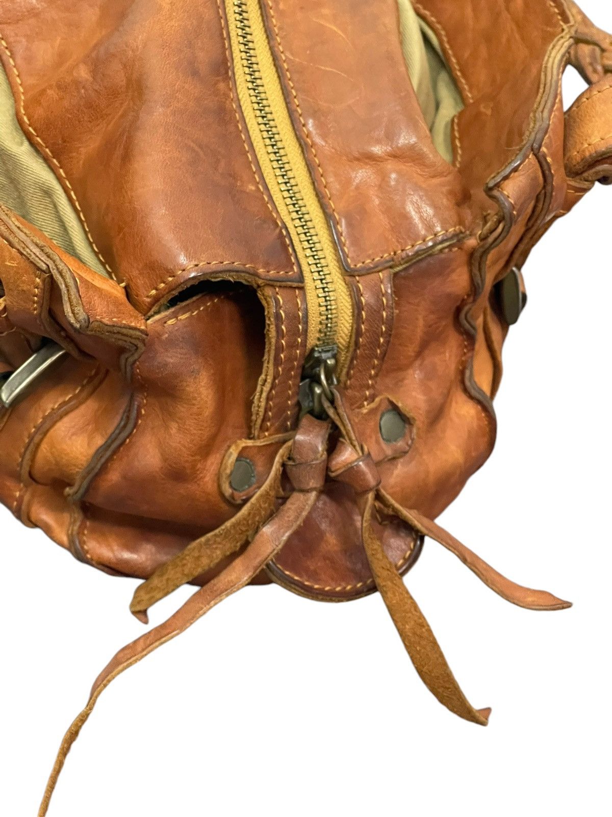 Genuine Leather Full Leather Patina Unknown Japan Tote Shoulder Bag 4🟩 Size ONE SIZE - 22 Thumbnail