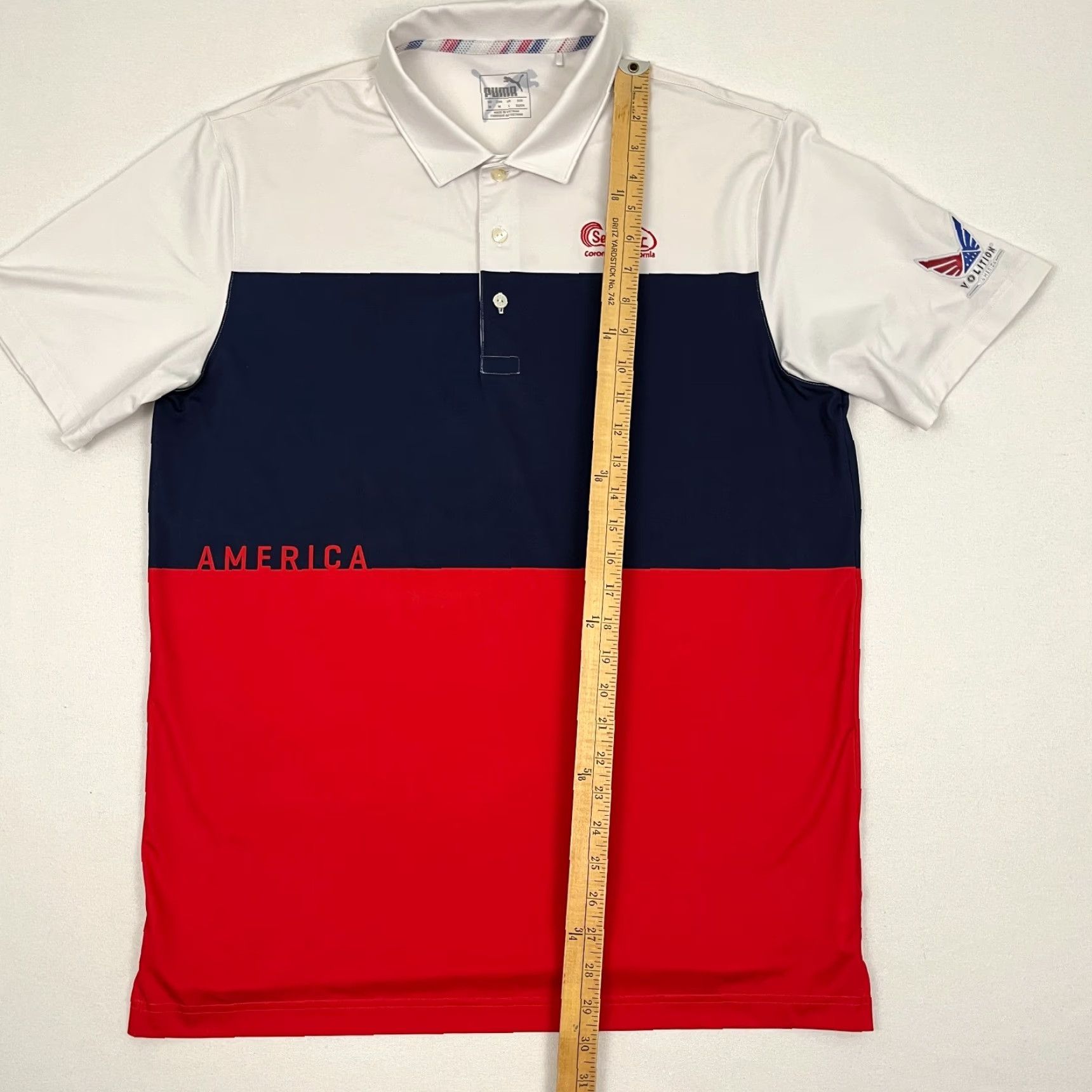 Puma PUMA Polo Shirt Mens M Multicolor USA Golf Active Classic Logo Short Sleeve Striped Shirt Sports USA Men M Size US M / EU 48-50 / 2 - 7 Thumbnail