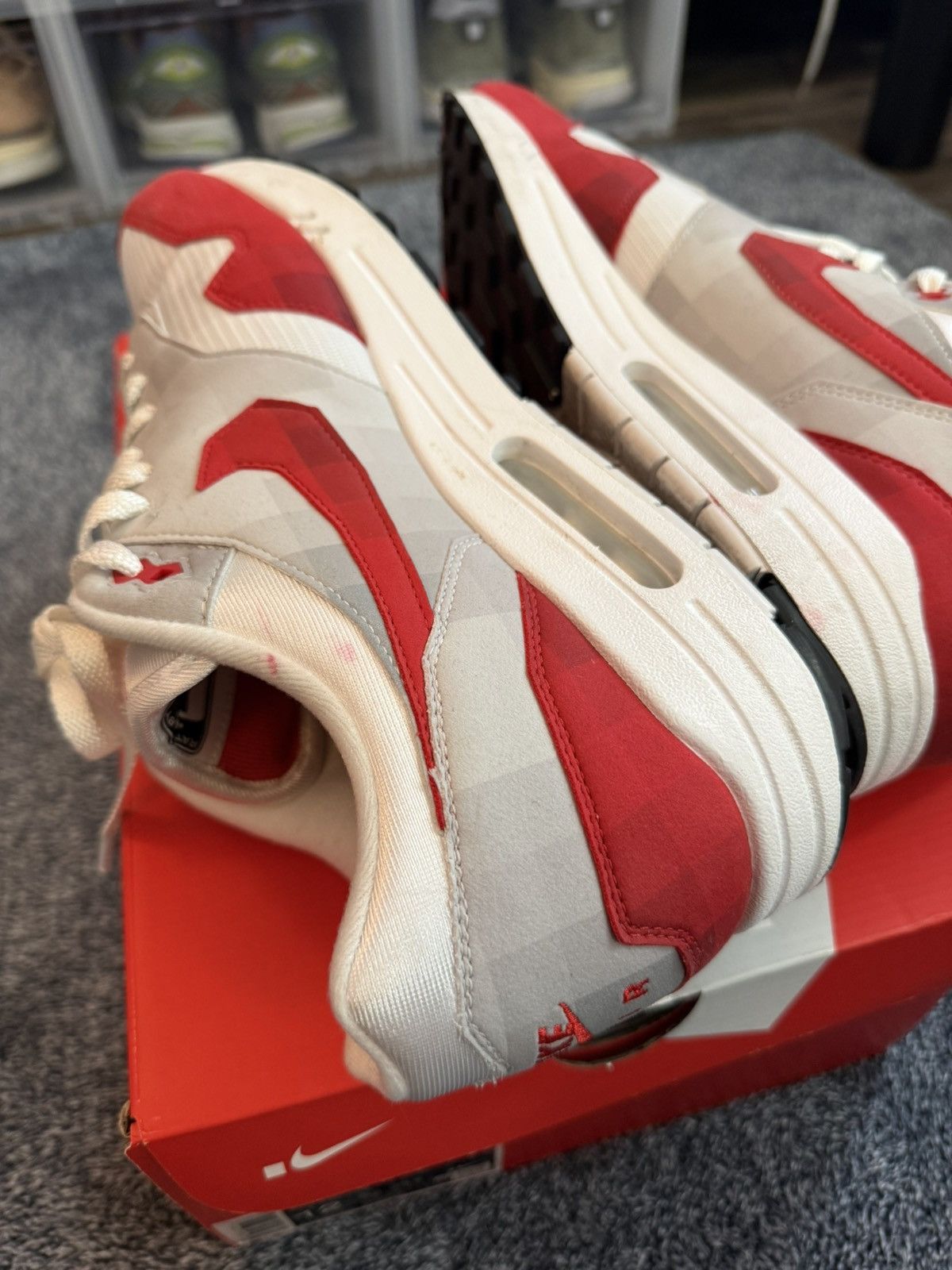 Nike Nike Air Max 1 Low Poly Red .Swoosh Brand New Size US 12 / EU 45 - 6 Thumbnail