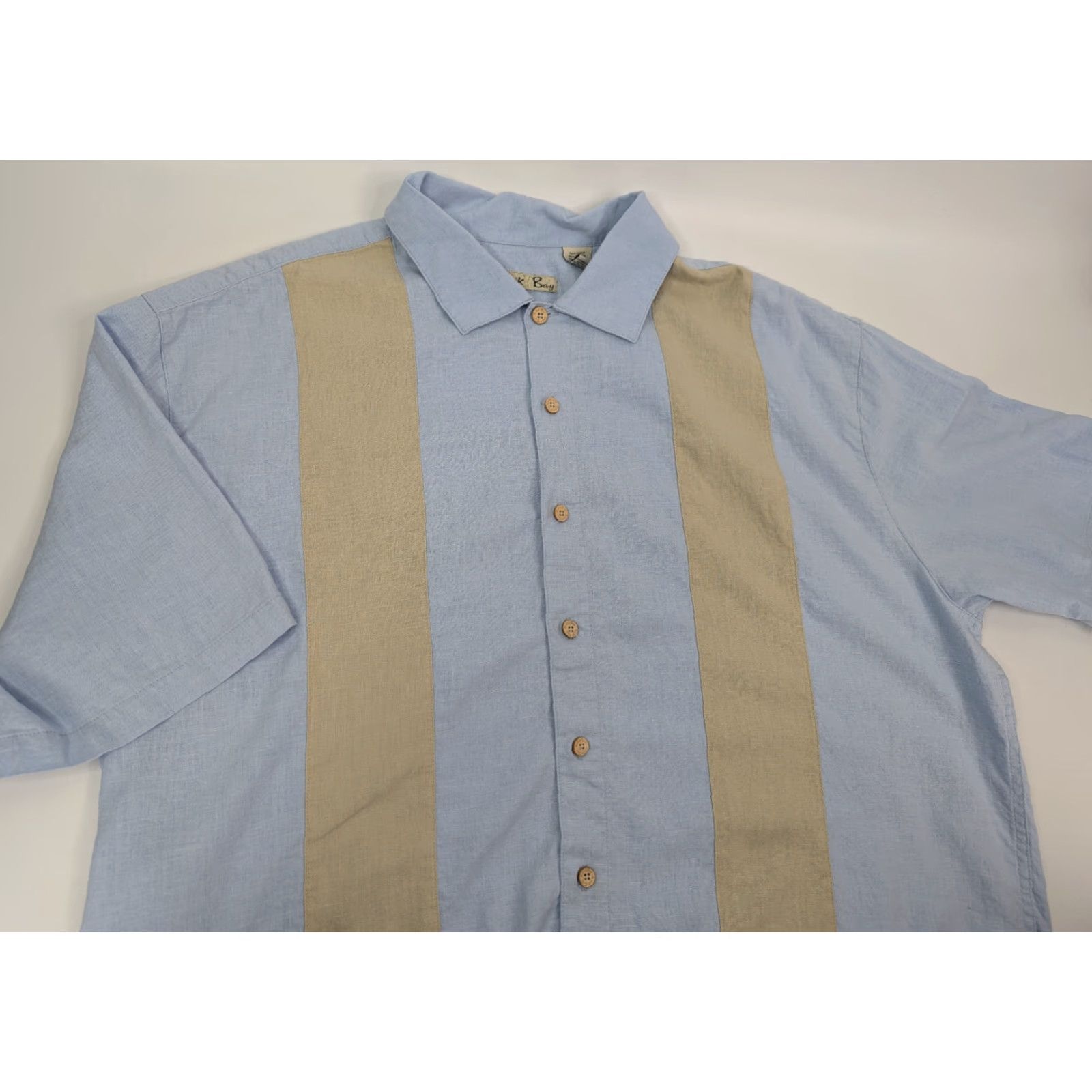 Vintage Batik Bay Shirt Button-Up Short Sleeve Linen Men 2XL Blue Size US XXL / EU 58 / 5 - 2 Thumbnail