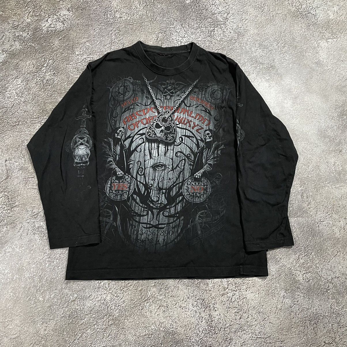 Vintage Vintage Y2K Goth Horror Skeleton Graphic Tee Black Faded M Size US M / EU 48-50 / 2 - 2 Thumbnail