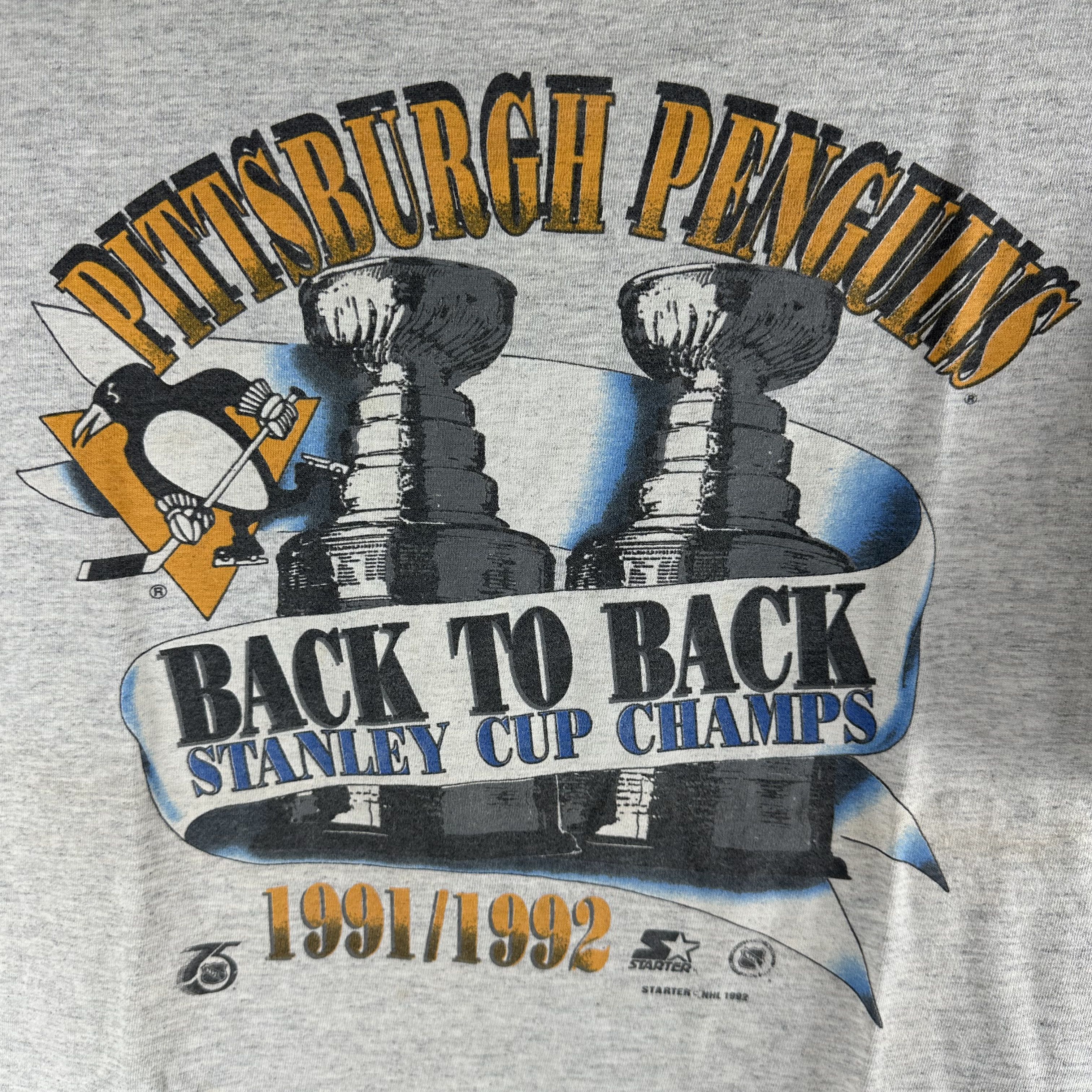 Vintage ​​1992 Pittsburgh Penguins Back to Back NHL ​ T-shirt Size US XL / EU 56 / 4 - 2 Thumbnail