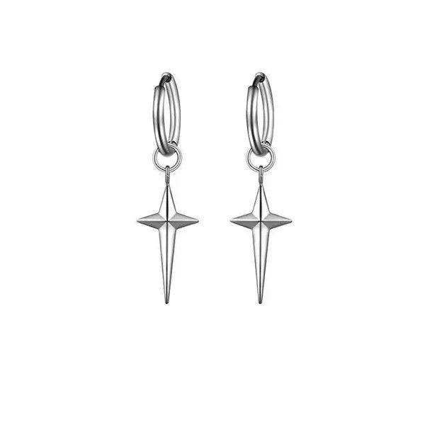 Other 925 Silver Plated Cross Star Dangle Drop Earrings for Men Size ONE SIZE - 3 Thumbnail