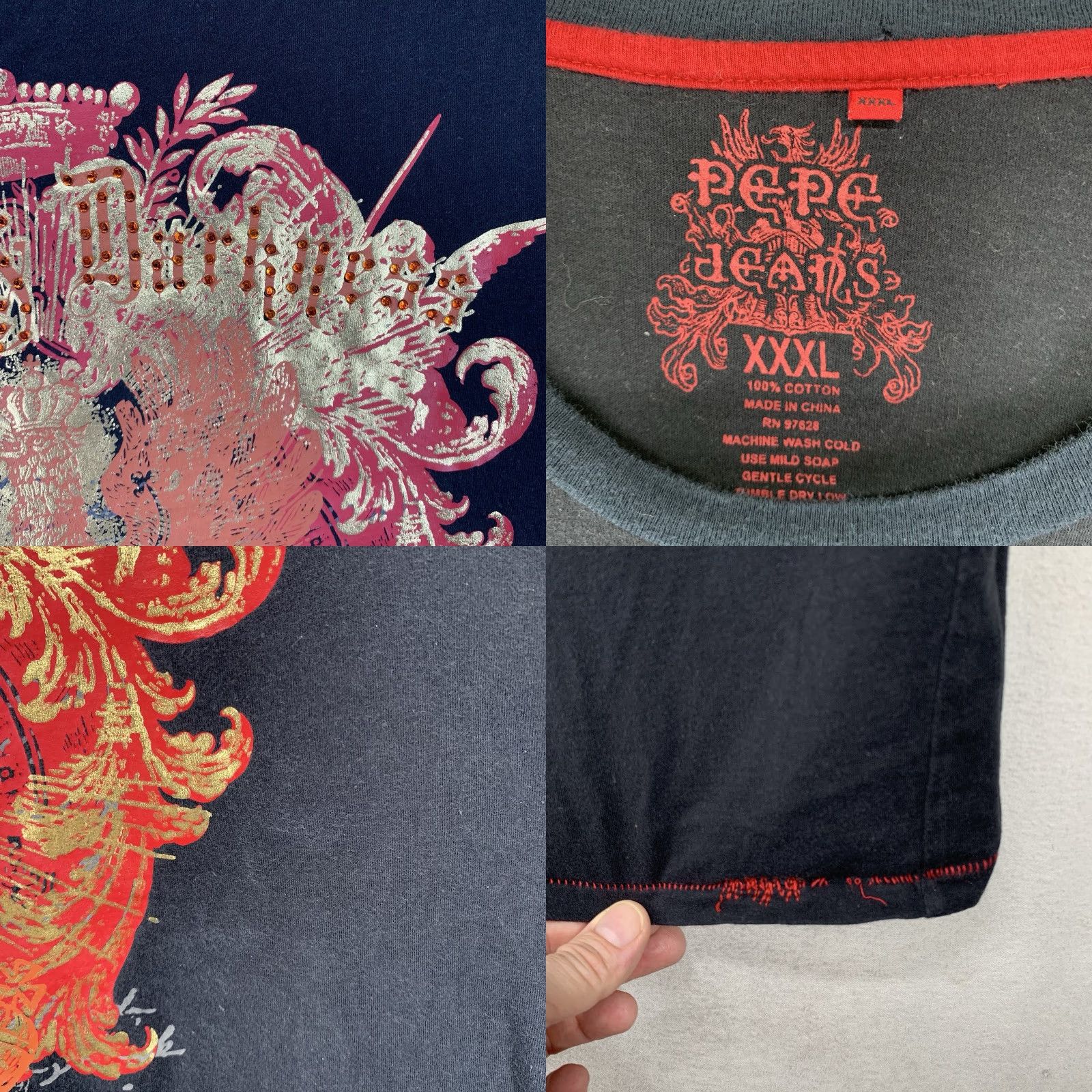 Pepe Jeans VINTAGE Pepe Jeans Dragon Graphic T-Shirt Men 3XL Black All Seasons Retro Gothic Punk Fan Size US XXL / EU 58 / 5 - 8 Thumbnail
