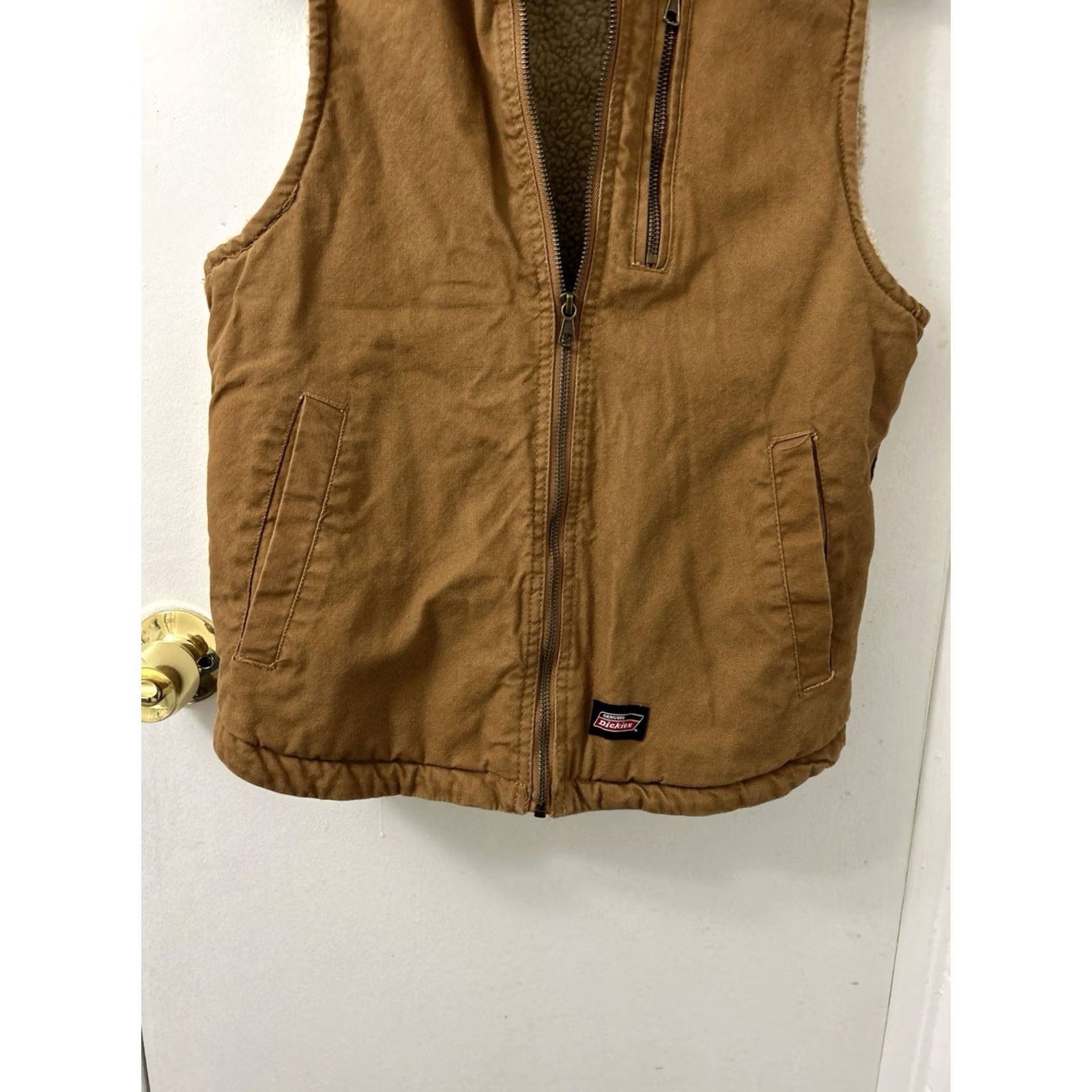 Dickies Dickies Vest Mens S Brown Duck Canvas Full Zip Lined Pockets Sherpa Insulated Workwear Jacket/Cotton Canvas Vest with Zipper Pockets Size US S / EU 44-46 / 1 - 3 Thumbnail