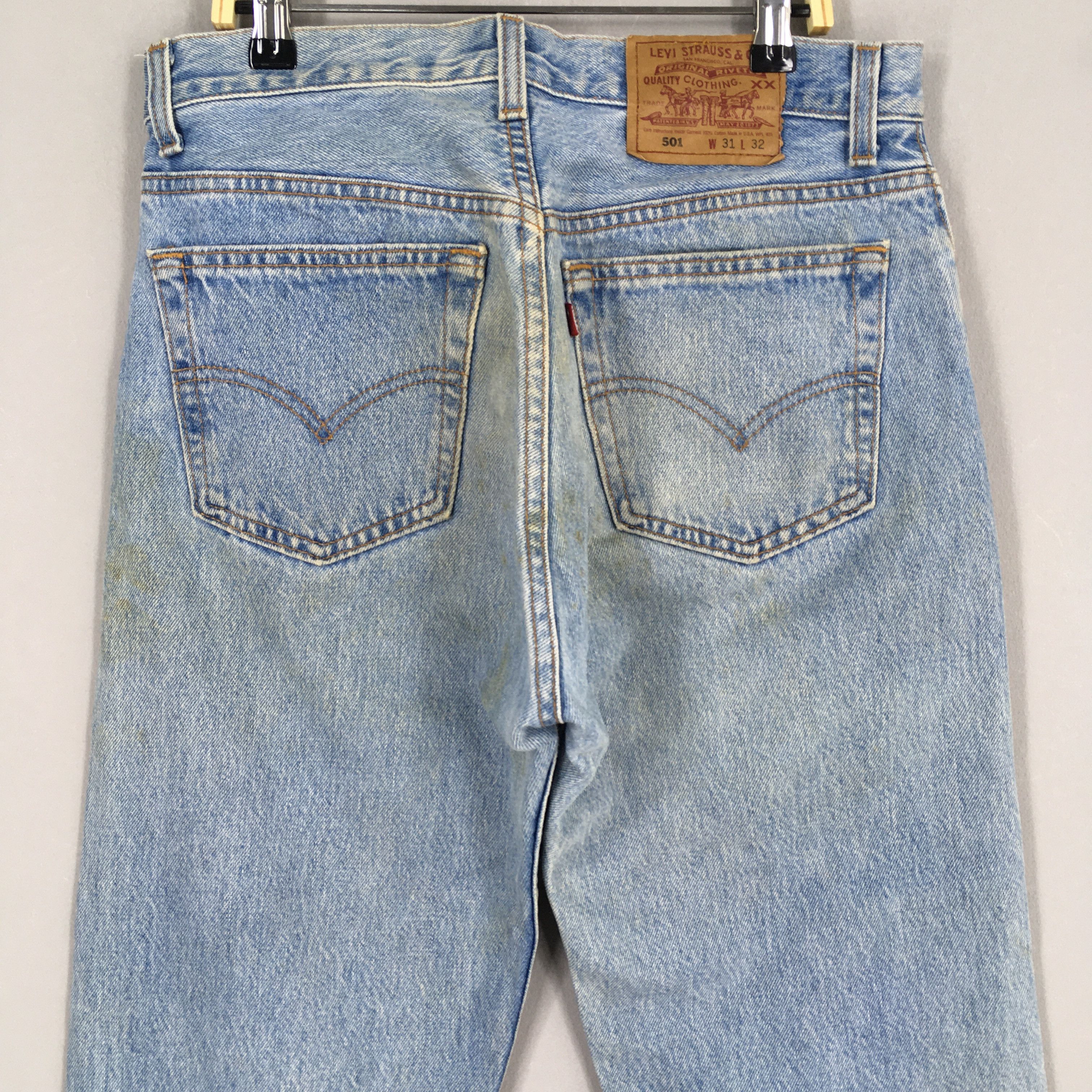 Levi's Size 30x28 Vintage 90s Levi's 501 Faded Blue Jeans S991 Size US 30 / EU 46 - 8 Thumbnail