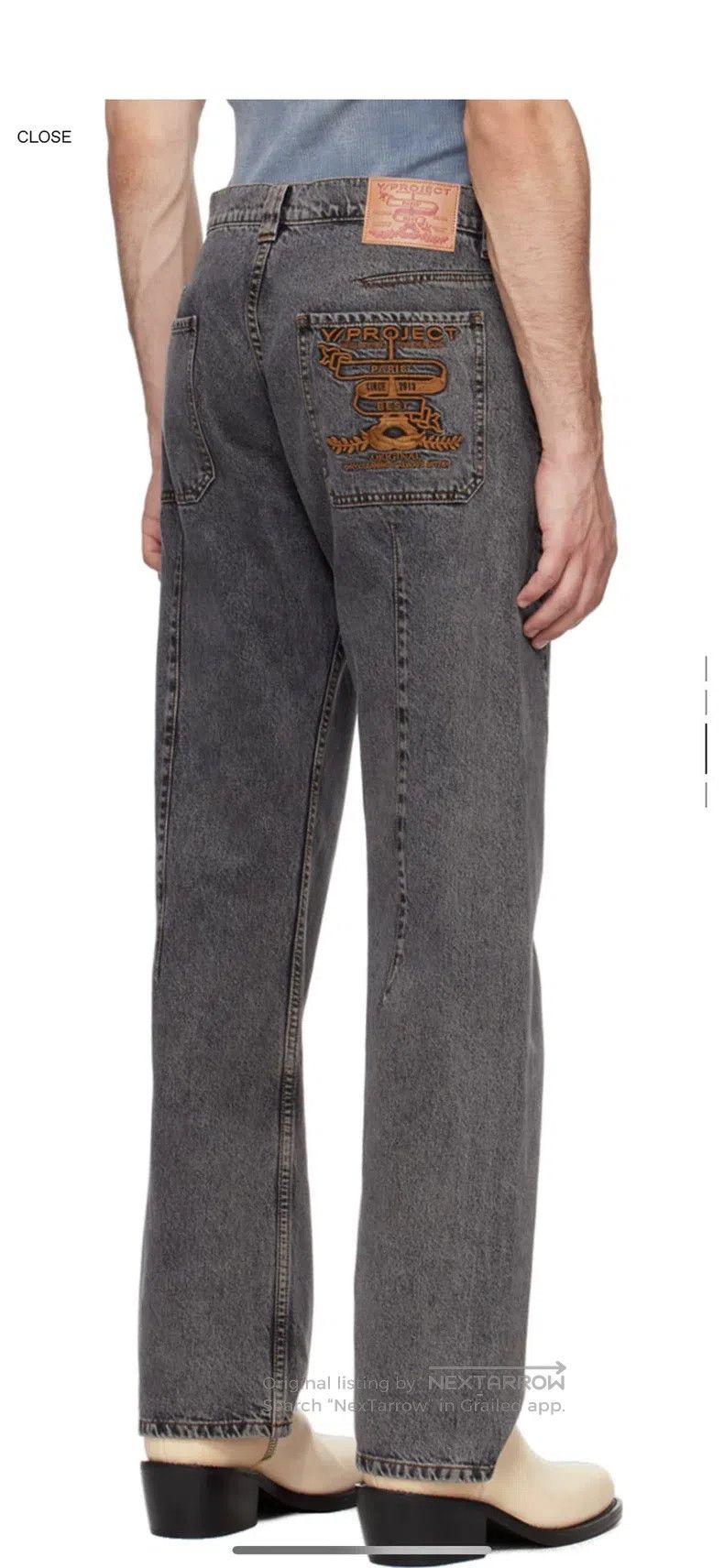 Y/Project Y/Project 32 Wash grey pocket embroidered jeans Size US 31 - 8 Thumbnail