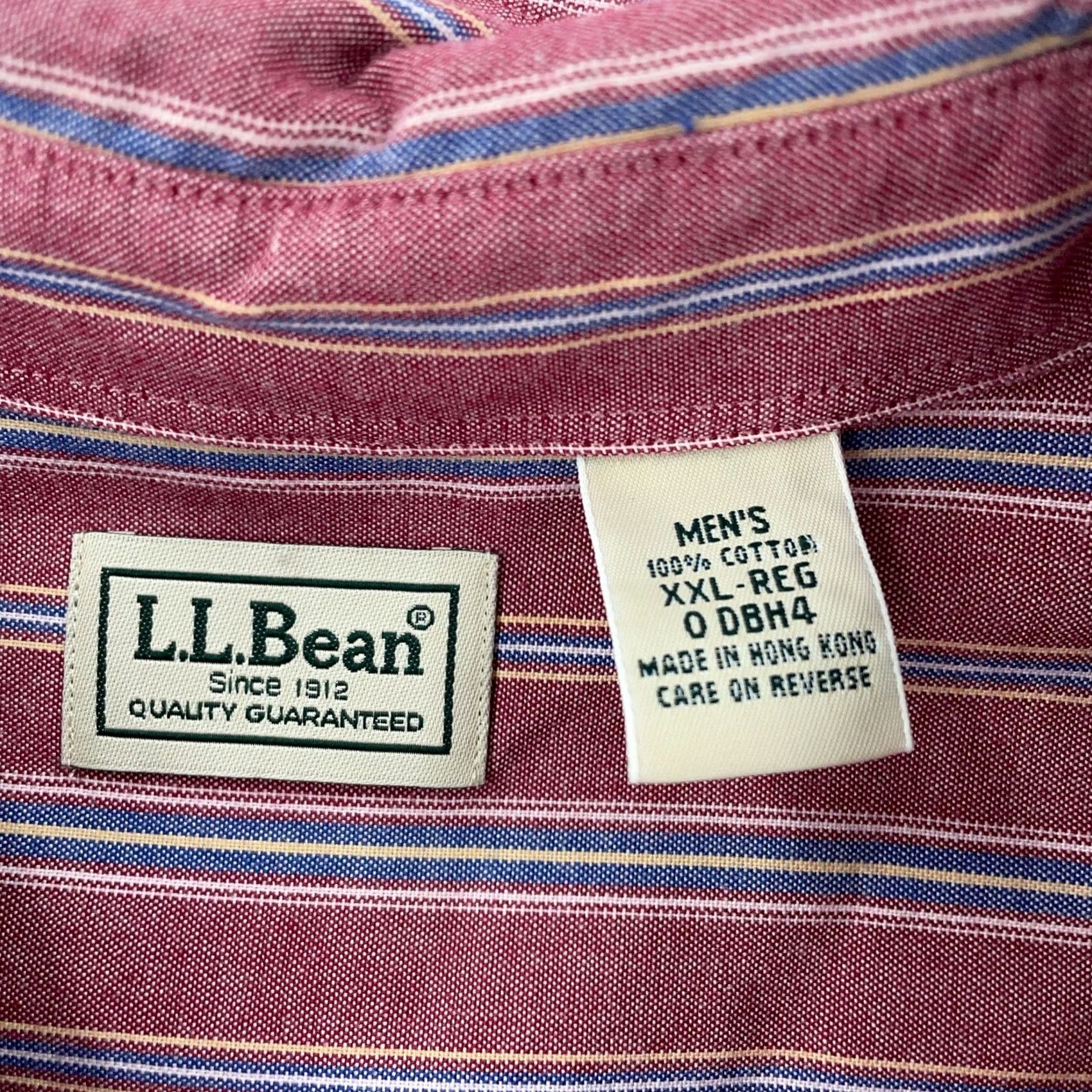Vintage L.L. Bean Shirt Mens 2XL Burgundy Blue Striped Button-Down Long Sleeve Casual Shirt Size US XXL / EU 58 / 5 - 3 Thumbnail