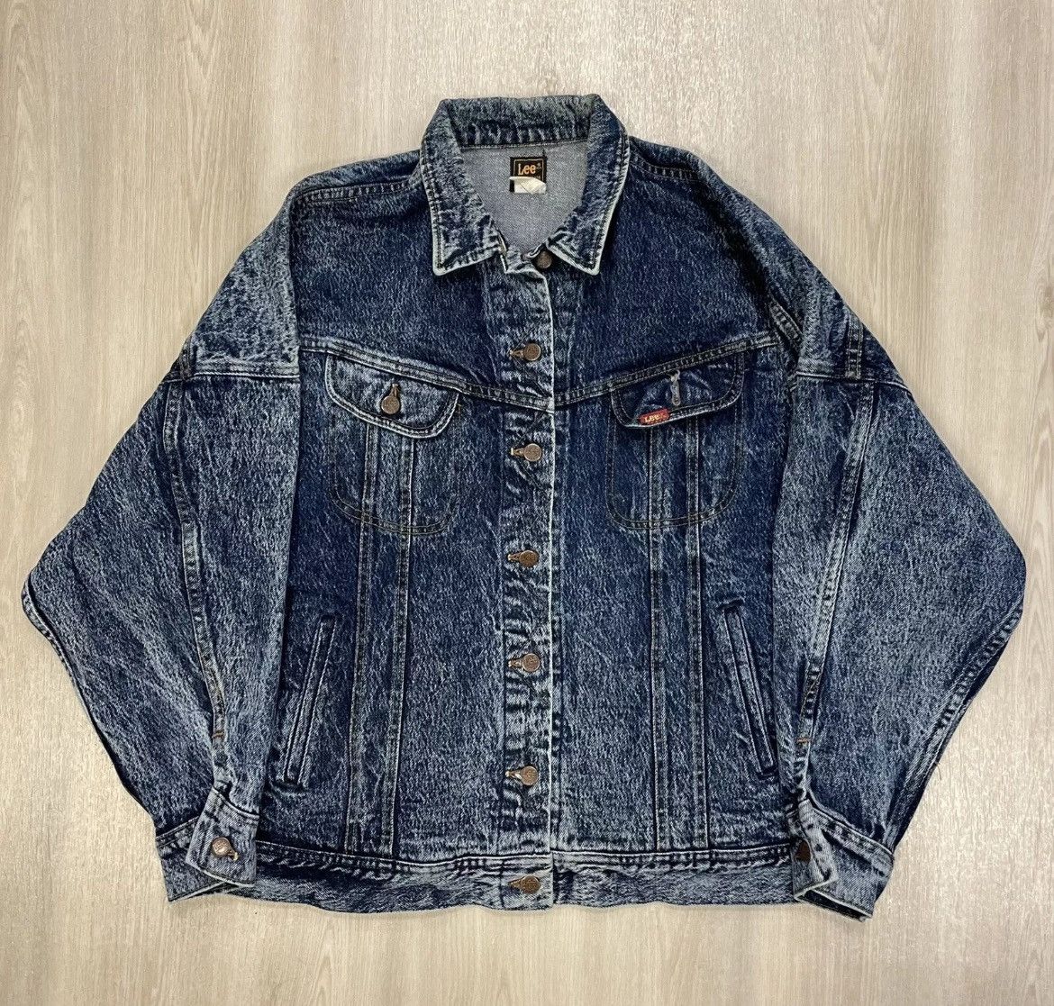 Lee × Vintage Vintage 80s Lee Blue Jean Denim Trucker Made in USA Sz M Size US M / EU 48-50 / 2 - 1 Thumbnail