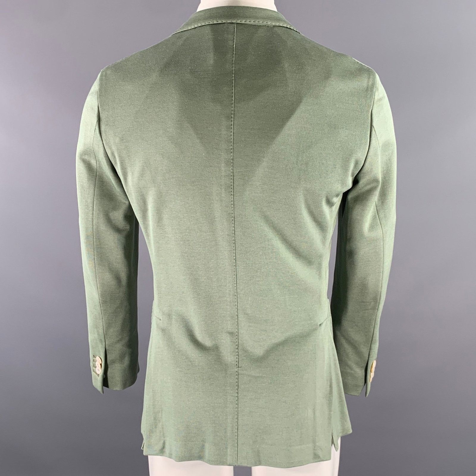 Boglioli BOGLIOLI Size 36 Green Woven Cotton Notch Lapel Sport Coat Size 36R - 4 Thumbnail
