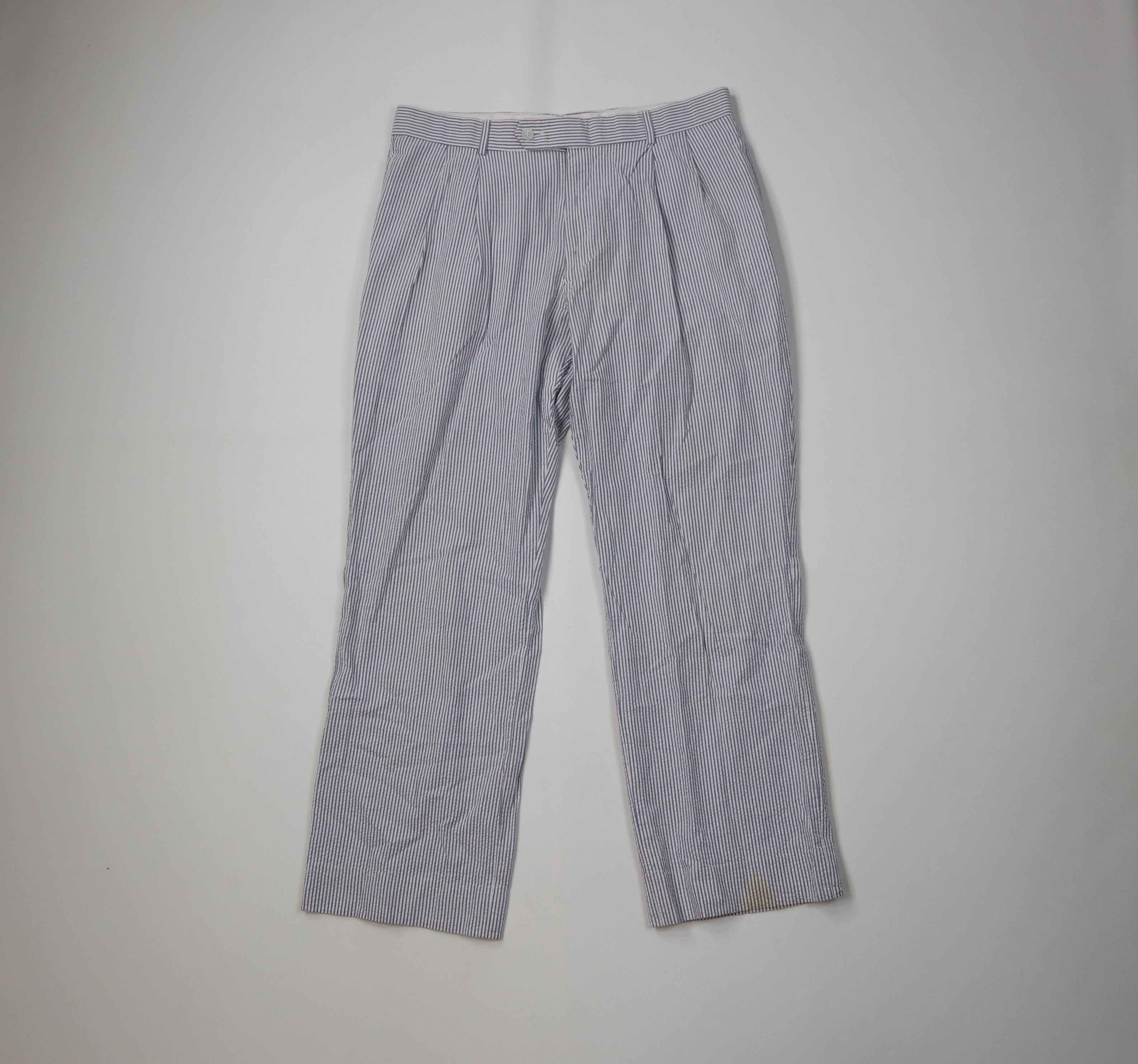 Vintage Vintage 90s Streetwear Seersucker Wide Leg Chino Pants Size US 32 / EU 48 - 1 Thumbnail