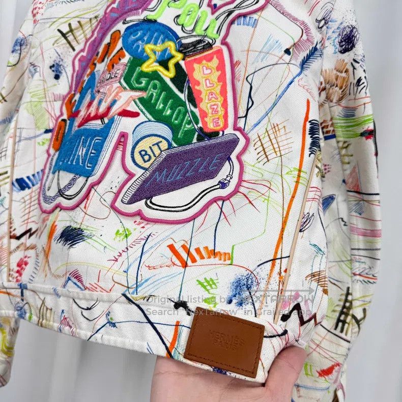 Hermes Hermes 23ss Graffiti Embroidered Denim Jacket Size XS / US 0-2 / IT 36-38 - 6 Thumbnail