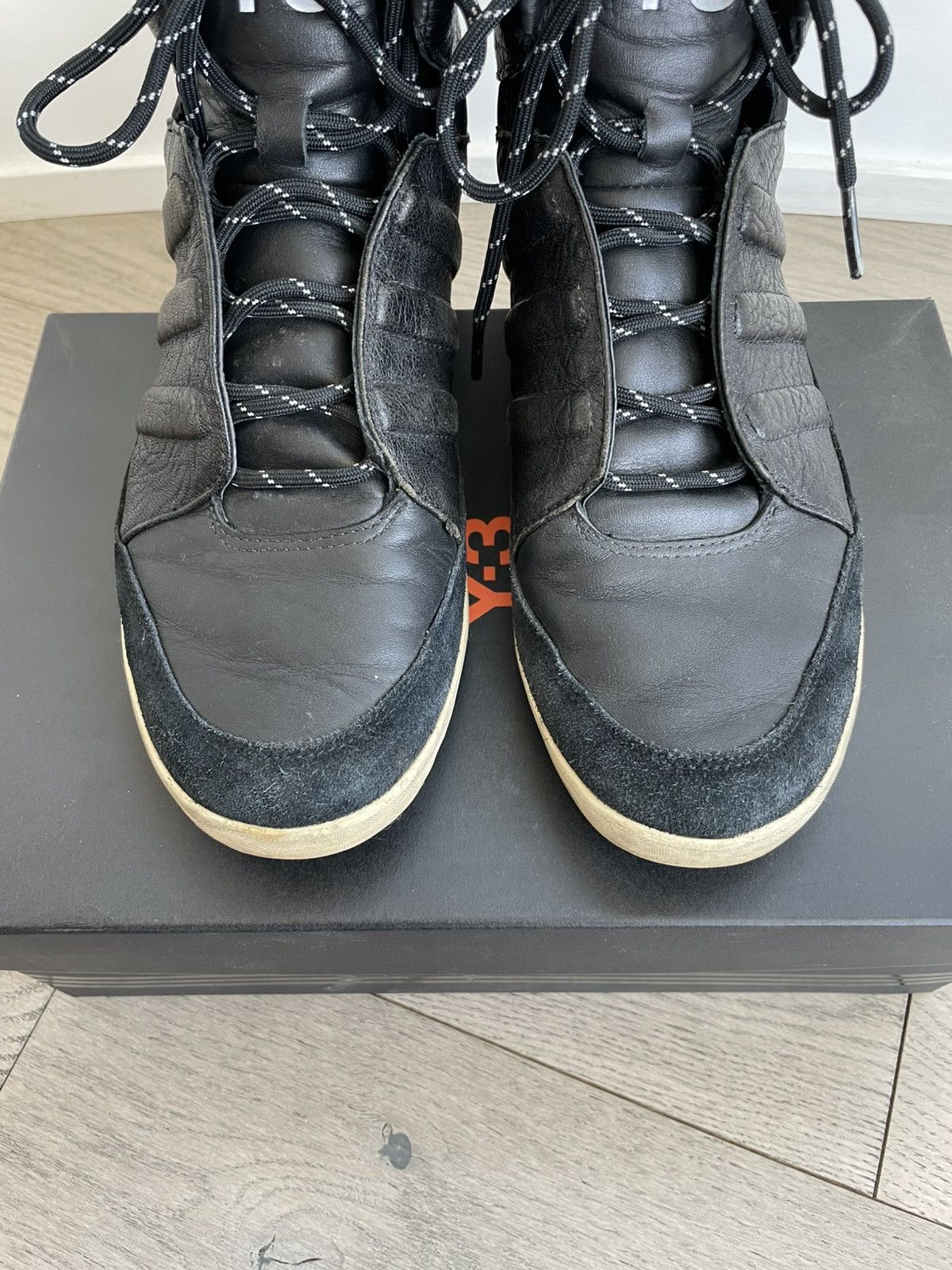 Y-3 Adidas Y-3 Yohji Yamamoto Honja High Black Leather Sneakers Size US 8.5 / EU 41-42 - 7 Thumbnail