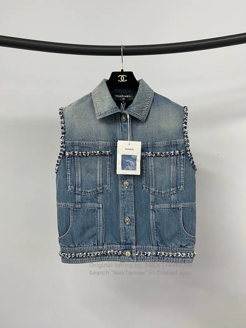 Chanel Chanel 25A tweed rolled-edged denim jacket Size XXS / US 00 / IT 34 - 1 Thumbnail