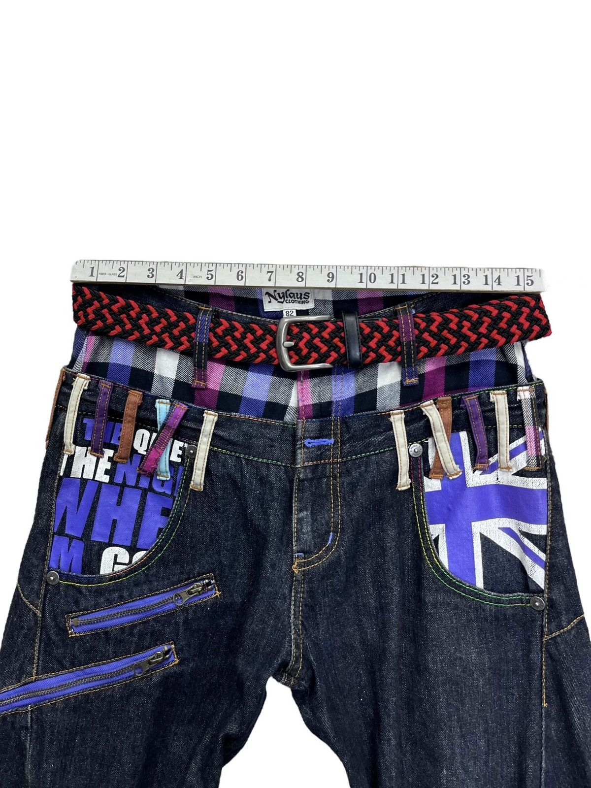 Punk and Yo FYE🔥PUNK UNION JACK Double Waist Bondage Zipper Twisted Leg Size US 30 / EU 46 - 10 Thumbnail