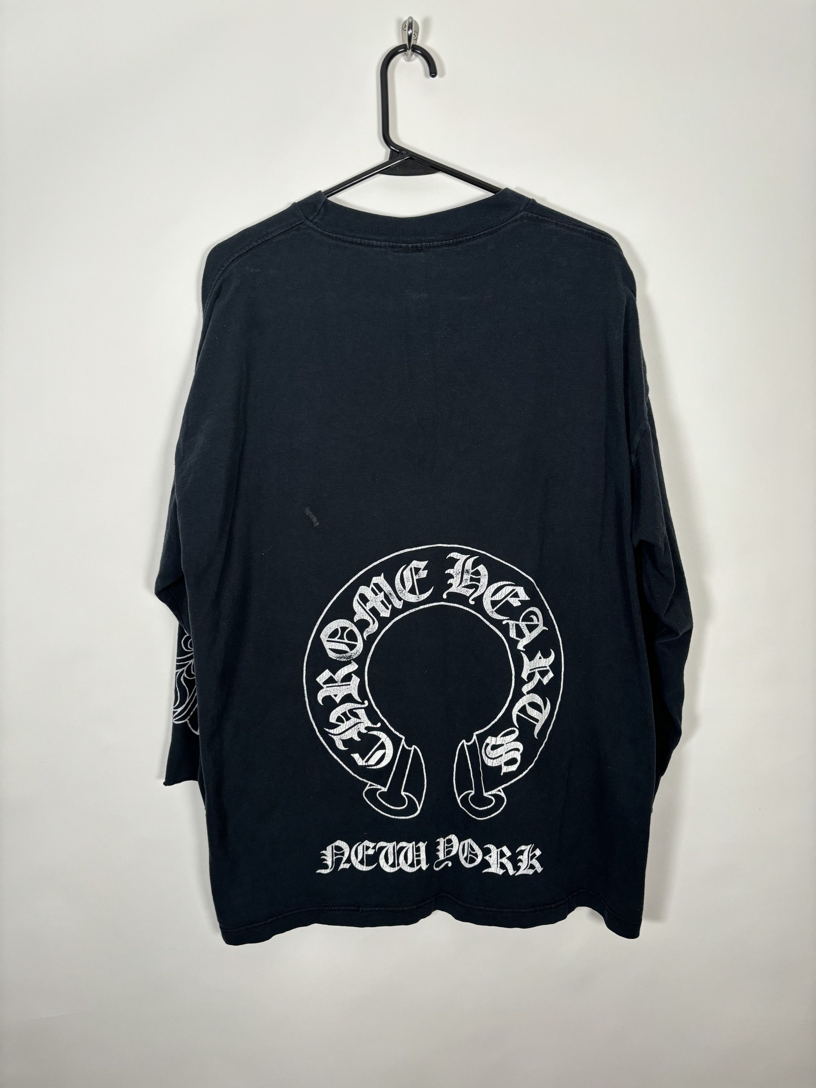 Chrome Hearts 🚭VINTAGE CHROME🚭"NEW YORK" FLAGSHIP LONGSLEEVE TEE Size US XL / EU 56 / 4 - 8 Thumbnail