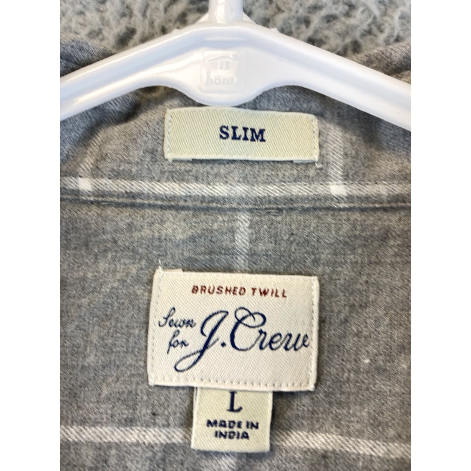 J.Crew J.Crew Dress Shirt Gray & White Plaid Cotton Slim Fit Long Sleeve Button-Down 16" Neck Adult Large Mens Size 42R - 4 Thumbnail