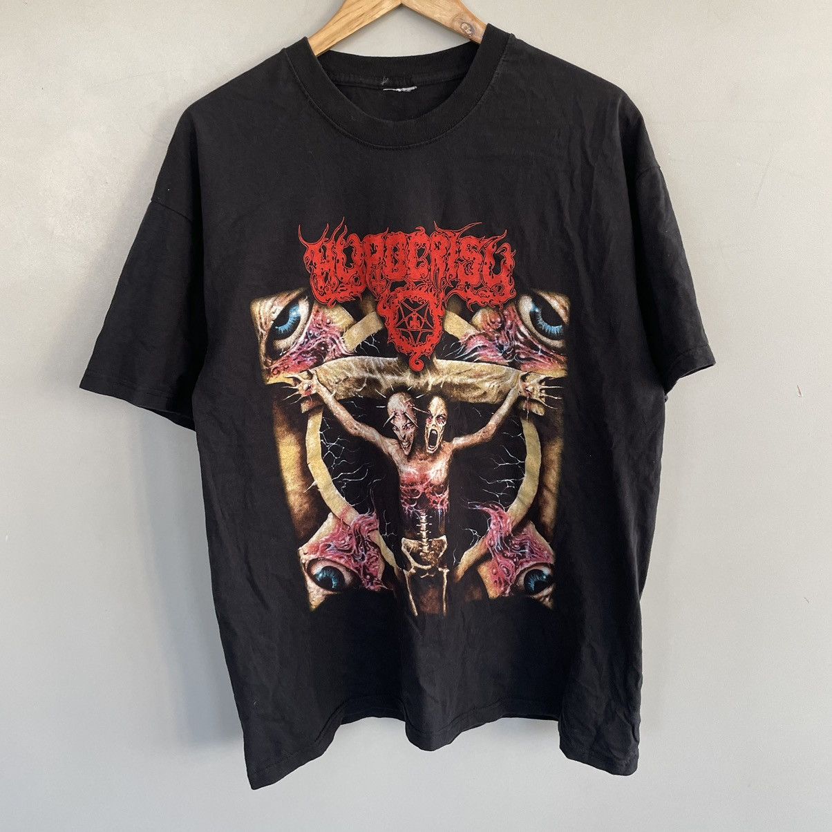 Band Tees × Vintage HYPOCRISY Osculum Obscenum double logo XL T-Shirt Black Size US XL / EU 56 / 4 - 2 Thumbnail