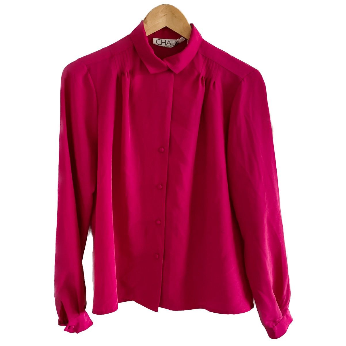 Vintage Vintage hot pink chiffon blouse w/ shoulder pleats M Size M / US 6-8 / IT 42-44 - 3 Thumbnail