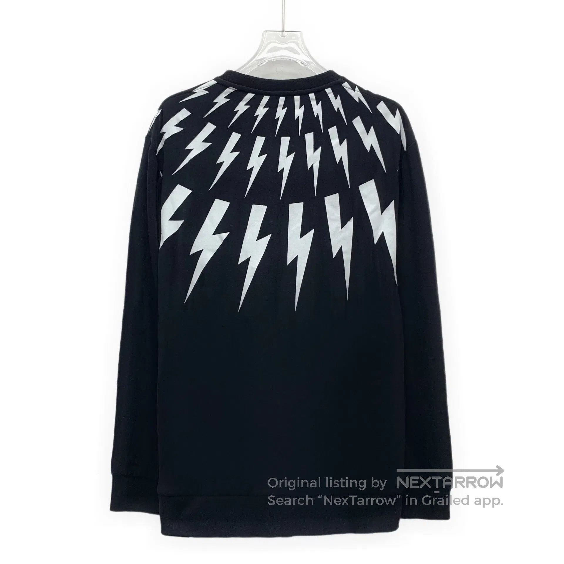 Neil Barrett Neil Barrett Black cotton long-sleeved sweatshirt with lig Size US L / EU 52-54 / 3 - 2 Thumbnail