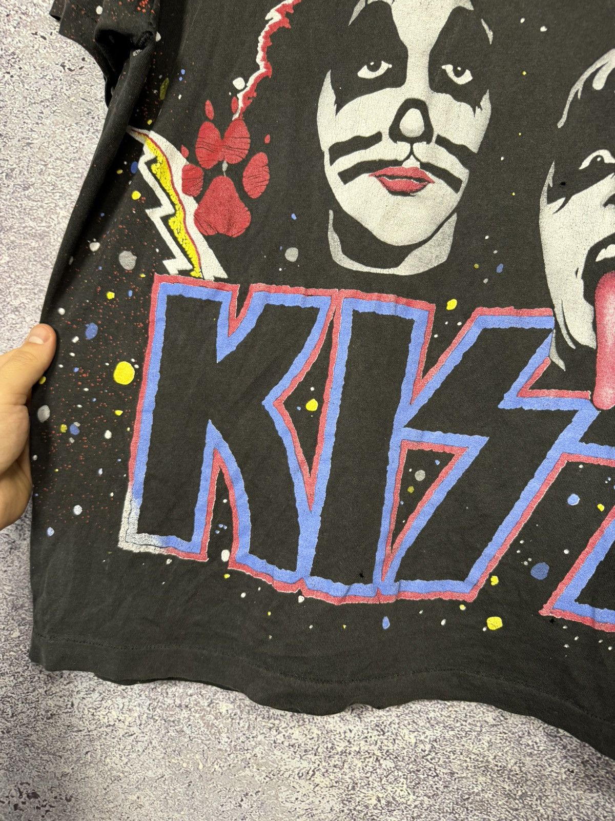 Band Tees × Hanes × Vintage 1992 Vintage KISS T-Shirt Faces AOP Hanes Winterland Concert Size US L / EU 52-54 / 3 - 15 Thumbnail