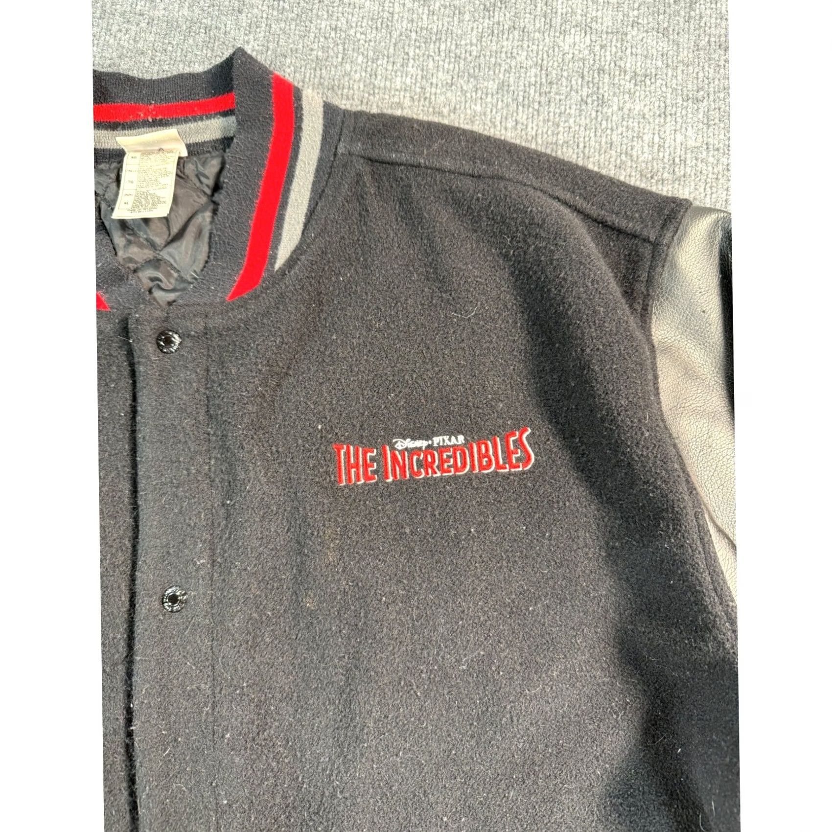 Disney VINTAGE The Incredibles Disney Pixar varsity jacket Mens XL Black Leather Wool Size US XL / EU 56 / 4 - 3 Thumbnail