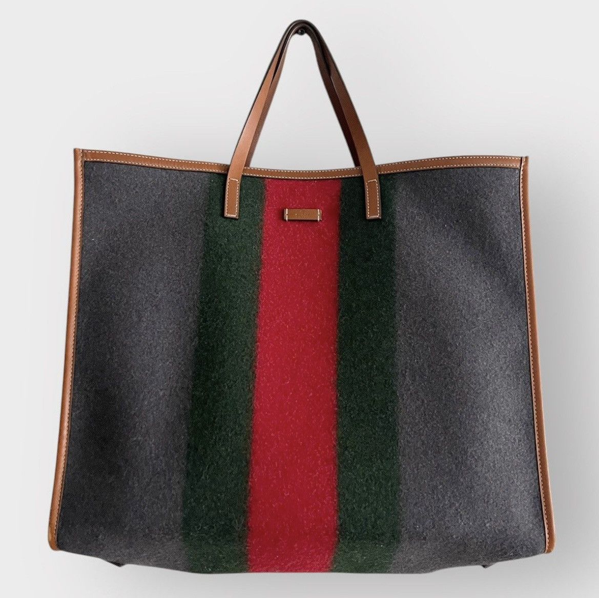 2000S Gucci Wool Classic Color Large Tote Bag, Men's