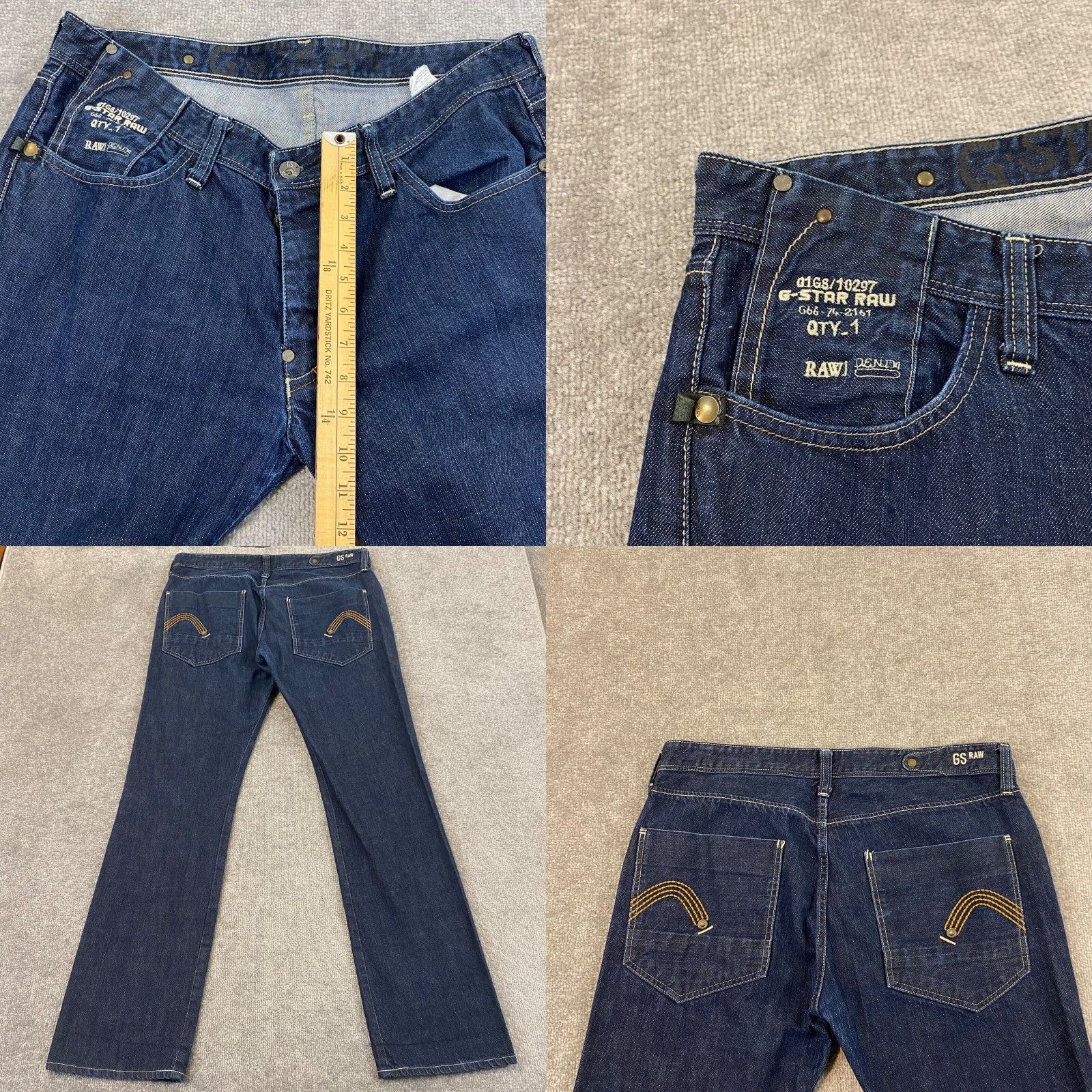 G-Star G-STAR Reese Classic Jeans Mens 38x34 Straight Blue Dark Wash Denim Button Fly Size US 38 / EU 54 - 8 Thumbnail