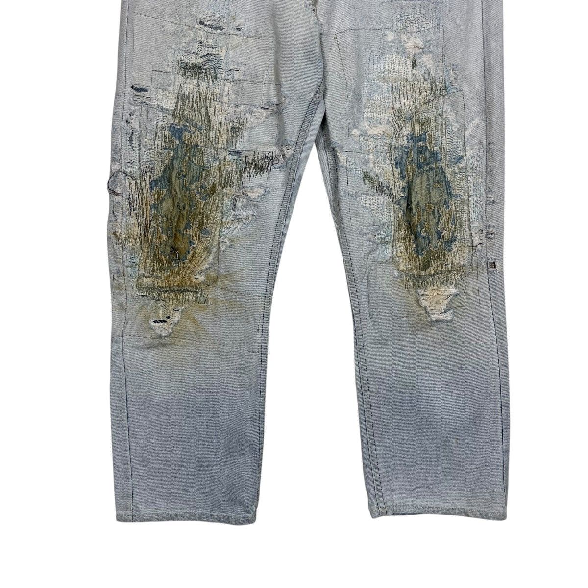 Lee Vintage Lee Sashiko Distressed Workwear Denim Jeans Size US 31 - 4 Thumbnail