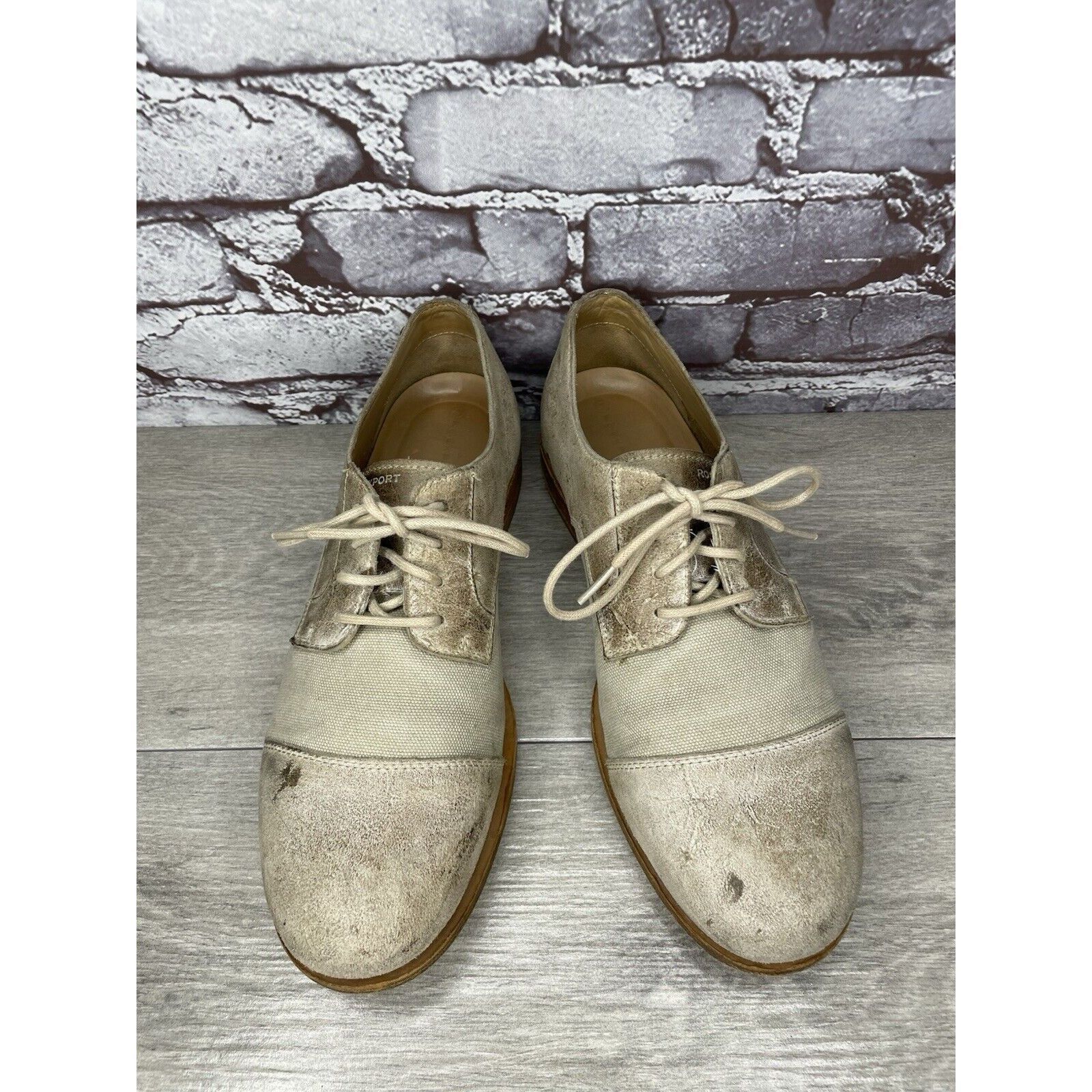 Rockport Rockport Adiprene Light Taupe Leather Cap Toe Oxfords Lace S Size US 8.5 / EU 41-42 - 17 Thumbnail
