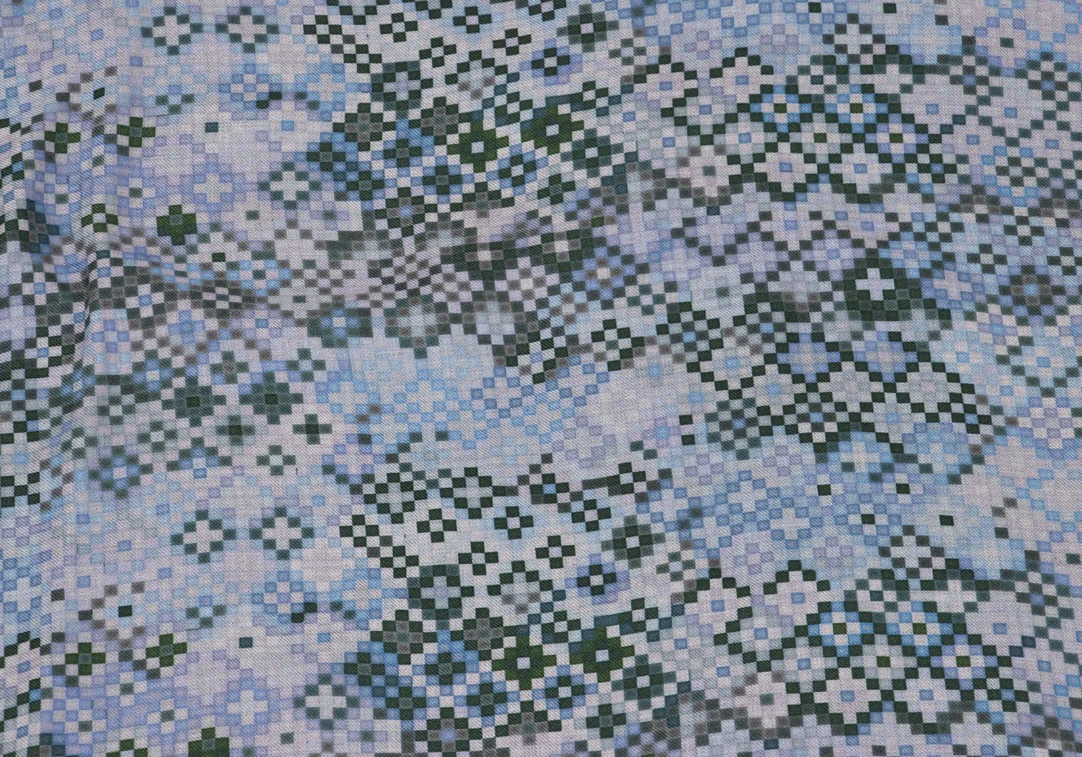 Emporio Armani Mosaic Print Rayon Shirt in Light Blue and Dark Green Size US XS / EU 42 / 0 - 10 Thumbnail