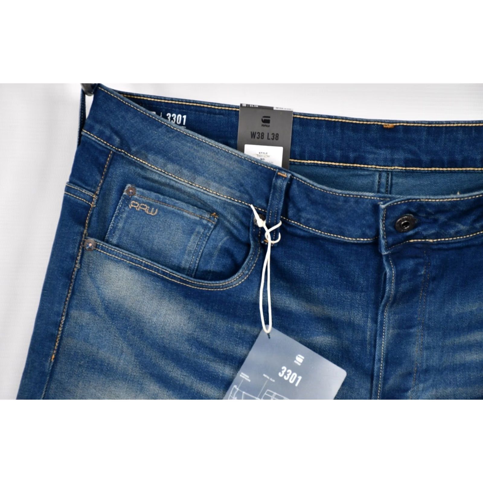 G-Star G-STAR RAW 3301 Slim Firro Stretch Denim Medium Aged Men's Jeans W38 L38 Size US 38 / EU 54 - 4 Thumbnail