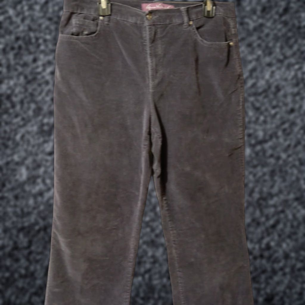 Gloria Vanderbilt Gloria Vanderbilt Corduroy Pants Gray High-Rise Straight Womens 14 Short #A14-7 Size 36" / US 14 / IT 50 - 1 Thumbnail