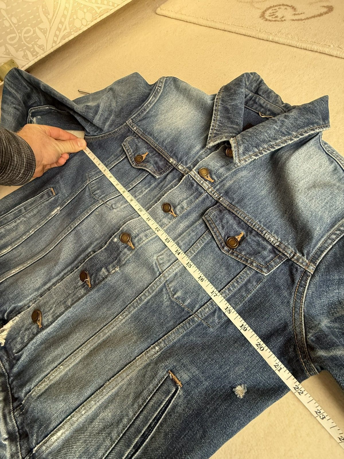 Saint Laurent Paris SS20 Saint Laurent crash denim jaket ripped thrashed grail L Size US L / EU 52-54 / 3 - 3 Thumbnail