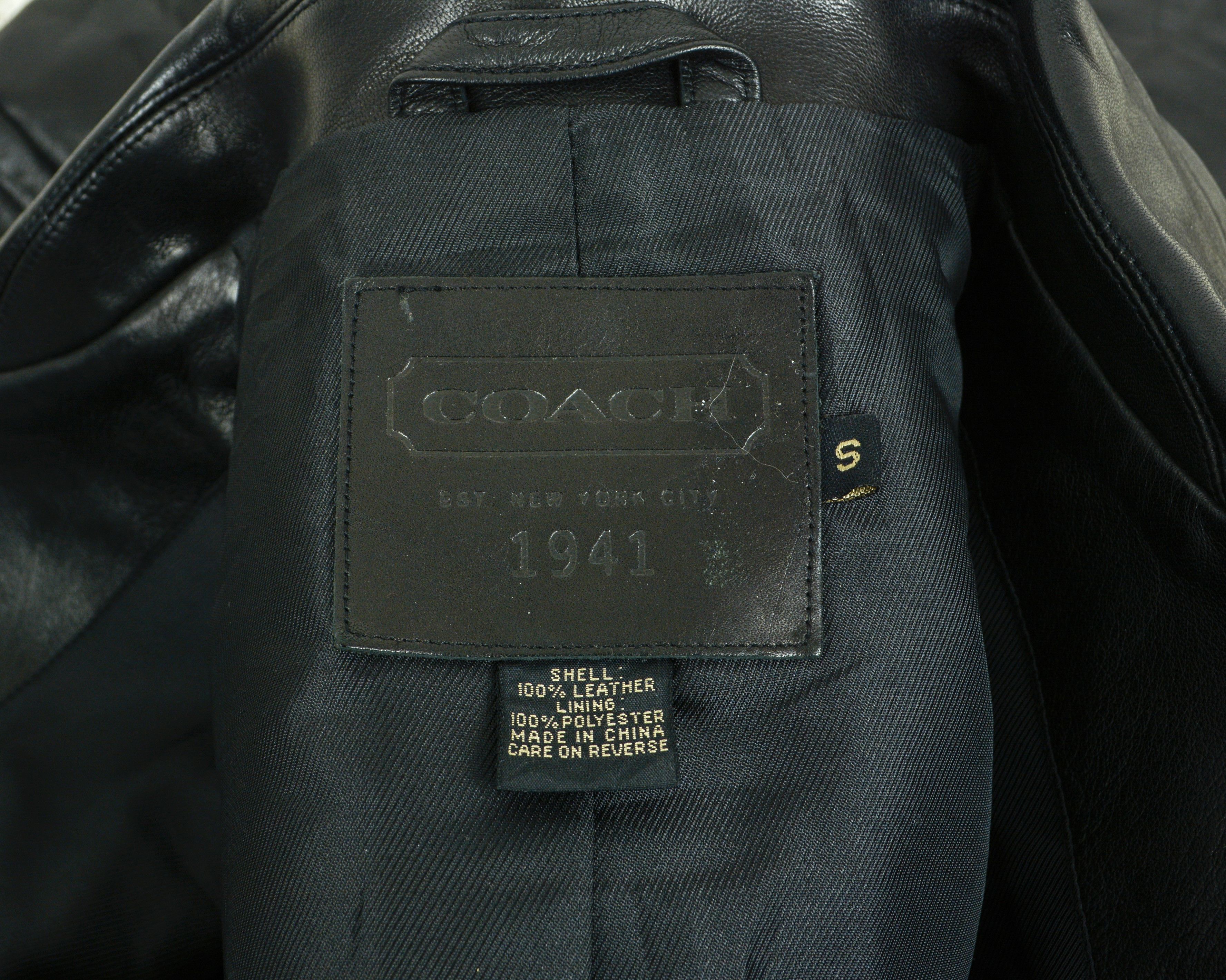 Coach × Leather Luxury Real Leather Black Jacket Blazer Zip Coat Overcoat Size S / US 4 / IT 40 - 7 Thumbnail