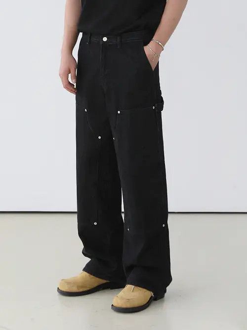 VIBE Baggy Black Flared Denim Jeans Size US 30 / EU 46 - 7 Thumbnail