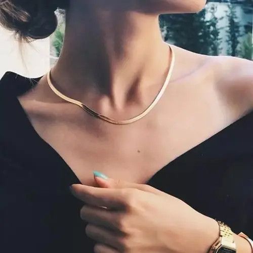 Designer × Jewelry × Other Gold plated flat snake chain necklace Size ONE SIZE - 4 Thumbnail