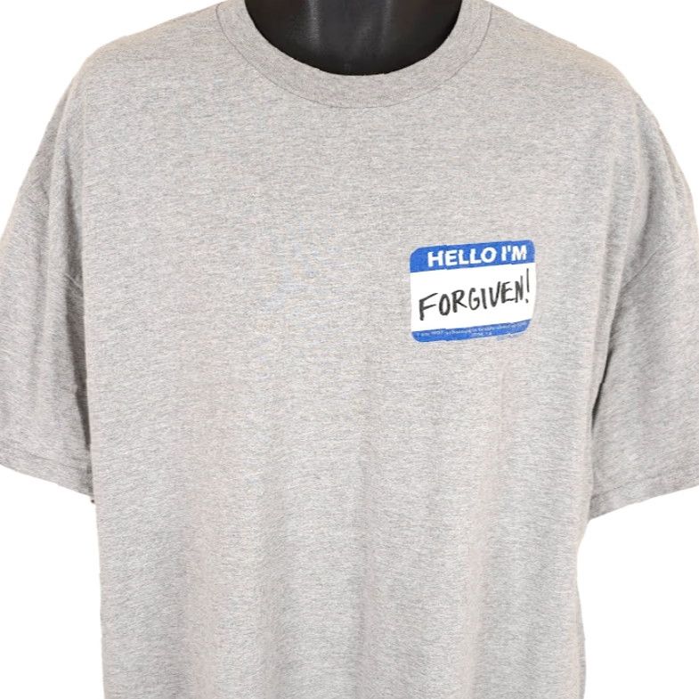 Vintage VINTAGE Christian T Shirt Mens Size 2XL Gray Y2K Jesus Christ Forgiven Kerusso Shirt Mens Gray 2000s Jesus Christ Baptism? Size US XXL / EU 58 / 5 - 2 Thumbnail