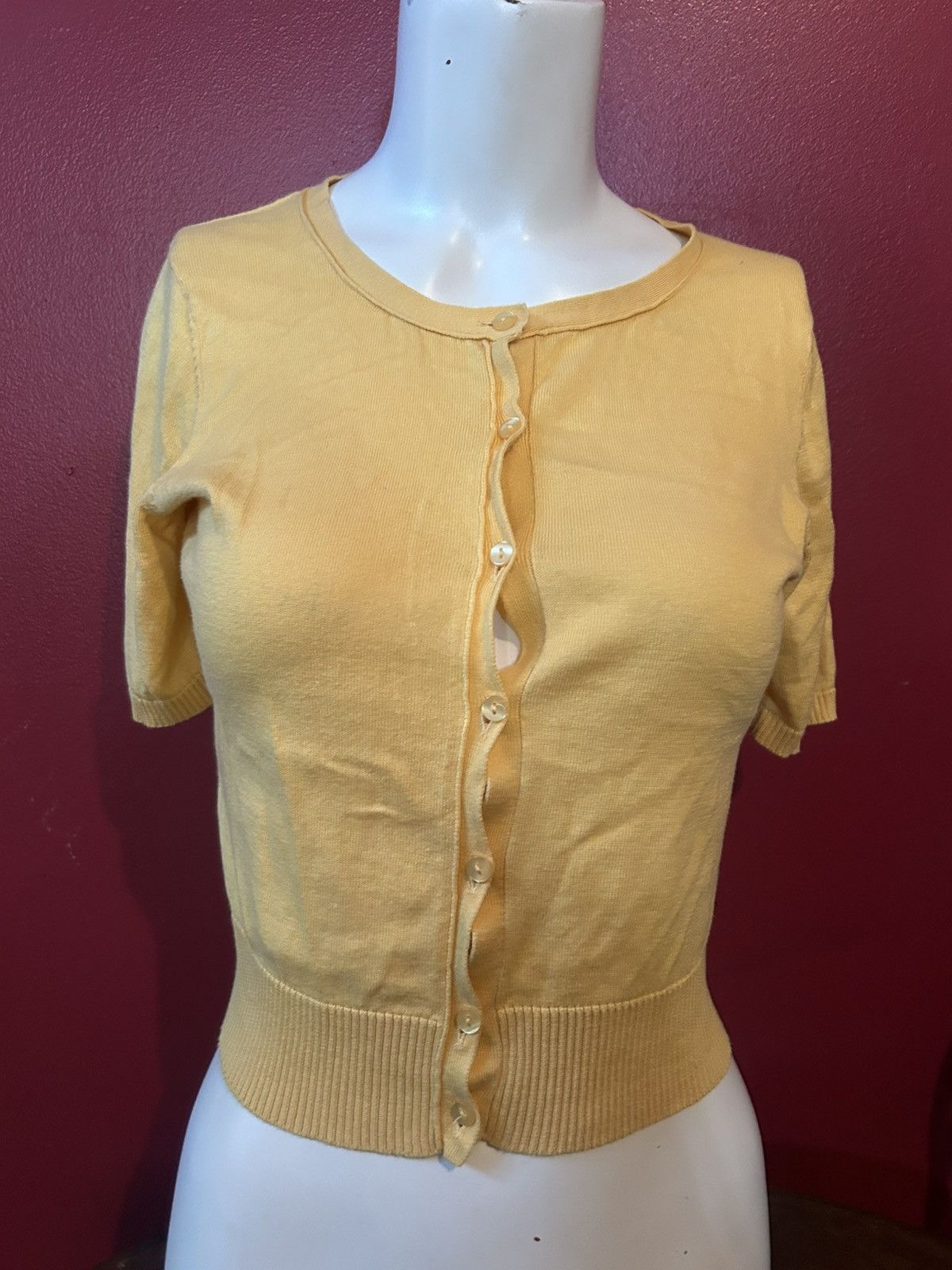 Ann Taylor Ann Taylor Loft Petites Yellow Cardigan Small Petite Size S / US 4 / IT 40 - 1 Thumbnail