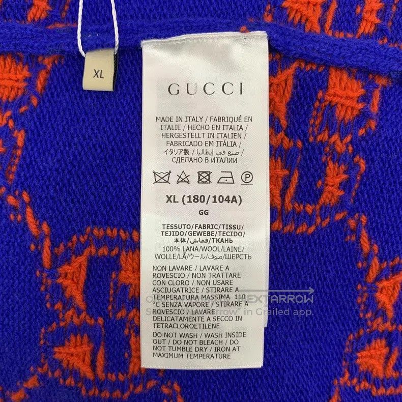 Gucci Gucci 22 blue logo jacquard full-print wool round-neck lon Size US XL / EU 56 / 4 - 6 Thumbnail