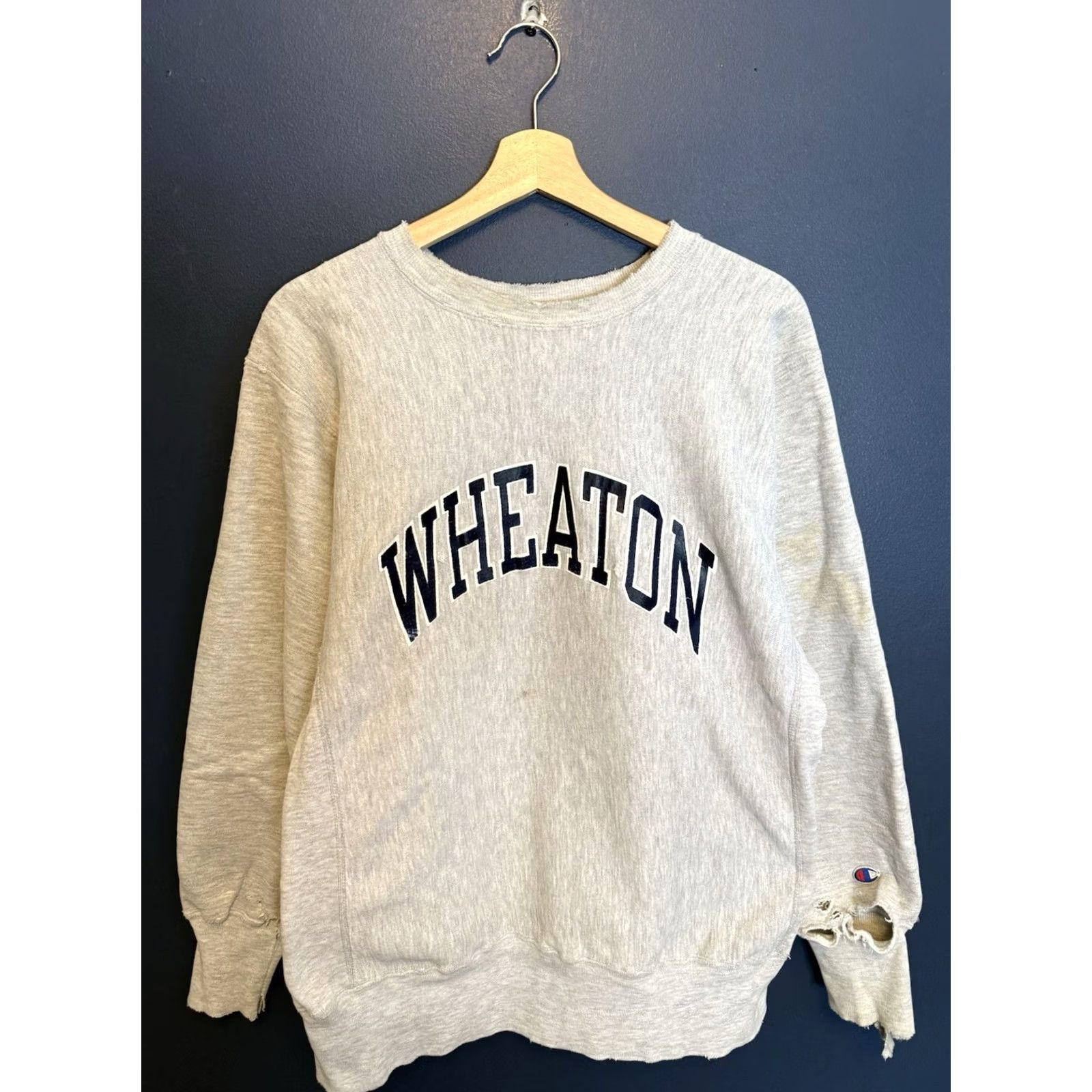 Champion VINTAGE Champion Reverse Weave Sweatshirt Mens L Gray 90s Pullover Reversible Wheaton College Size US L / EU 52-54 / 3 - 3 Thumbnail