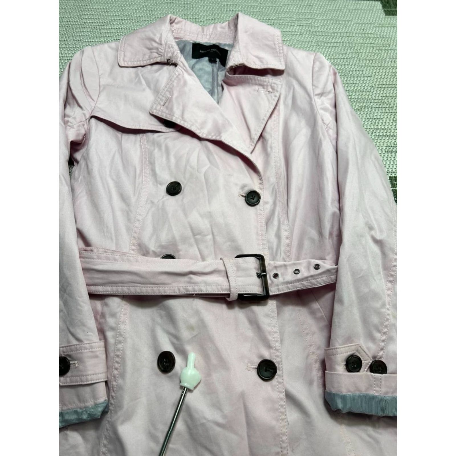 Banana Republic Banana Republic Trench Coat Womens Small Pink Cotton Belted Lined Notch Lapel Size S / US 4 / IT 40 - 4 Thumbnail
