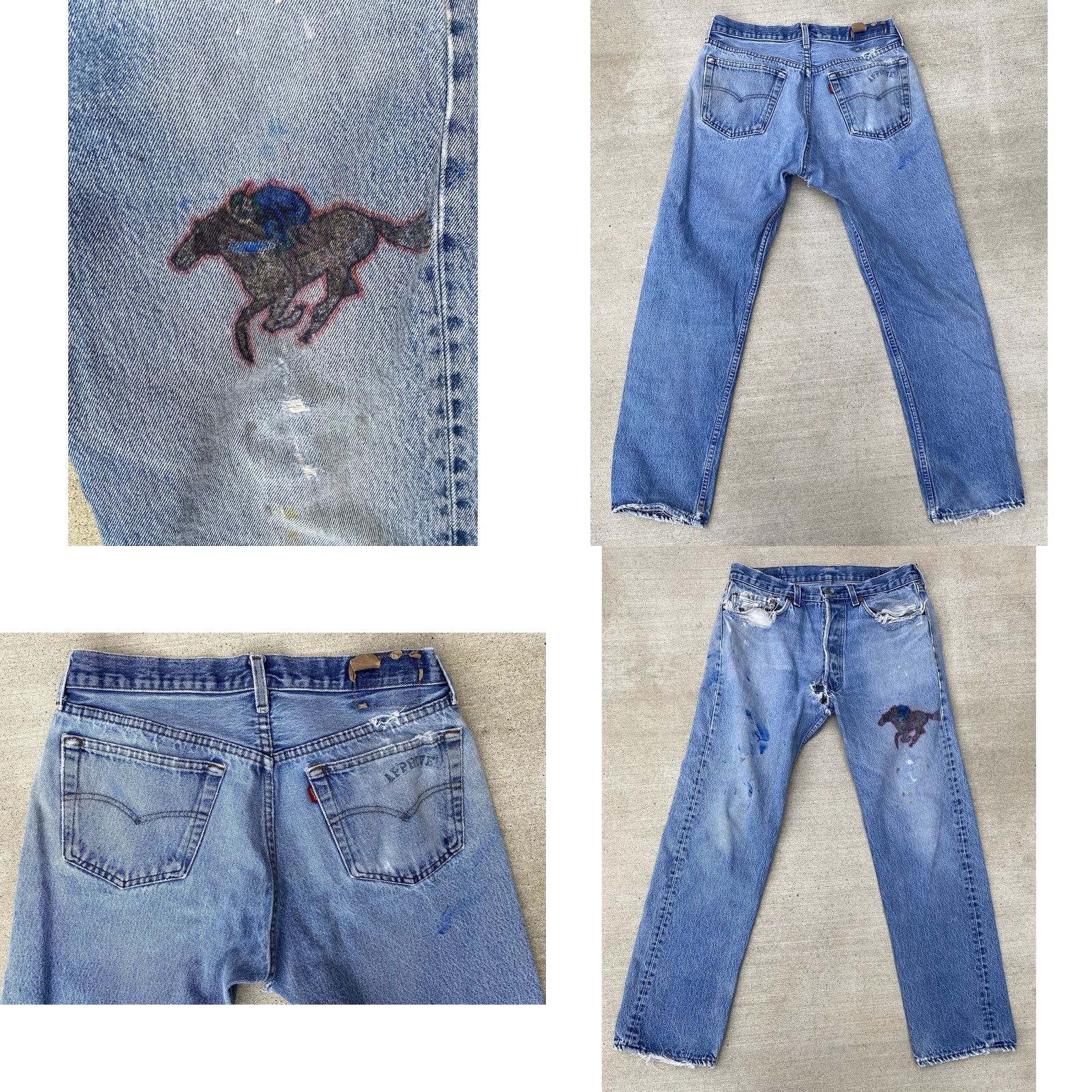 Levi's VINTAGE Levi's 501 Jeans Distressed 5-Pocket Denim Cotton Blue Men 34 Regular Inseam 33 29.5 32 29.5 501 Model 90s See Pics Mens Size US 34 / EU 50 - 9 Thumbnail