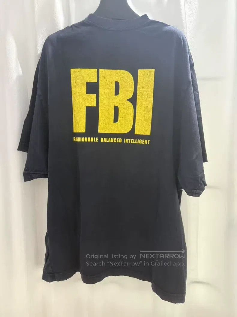 Balenciaga Balenciaga Blue-black FBI distressed crackled short-sleeve Size US S / EU 44-46 / 1 - 2 Thumbnail