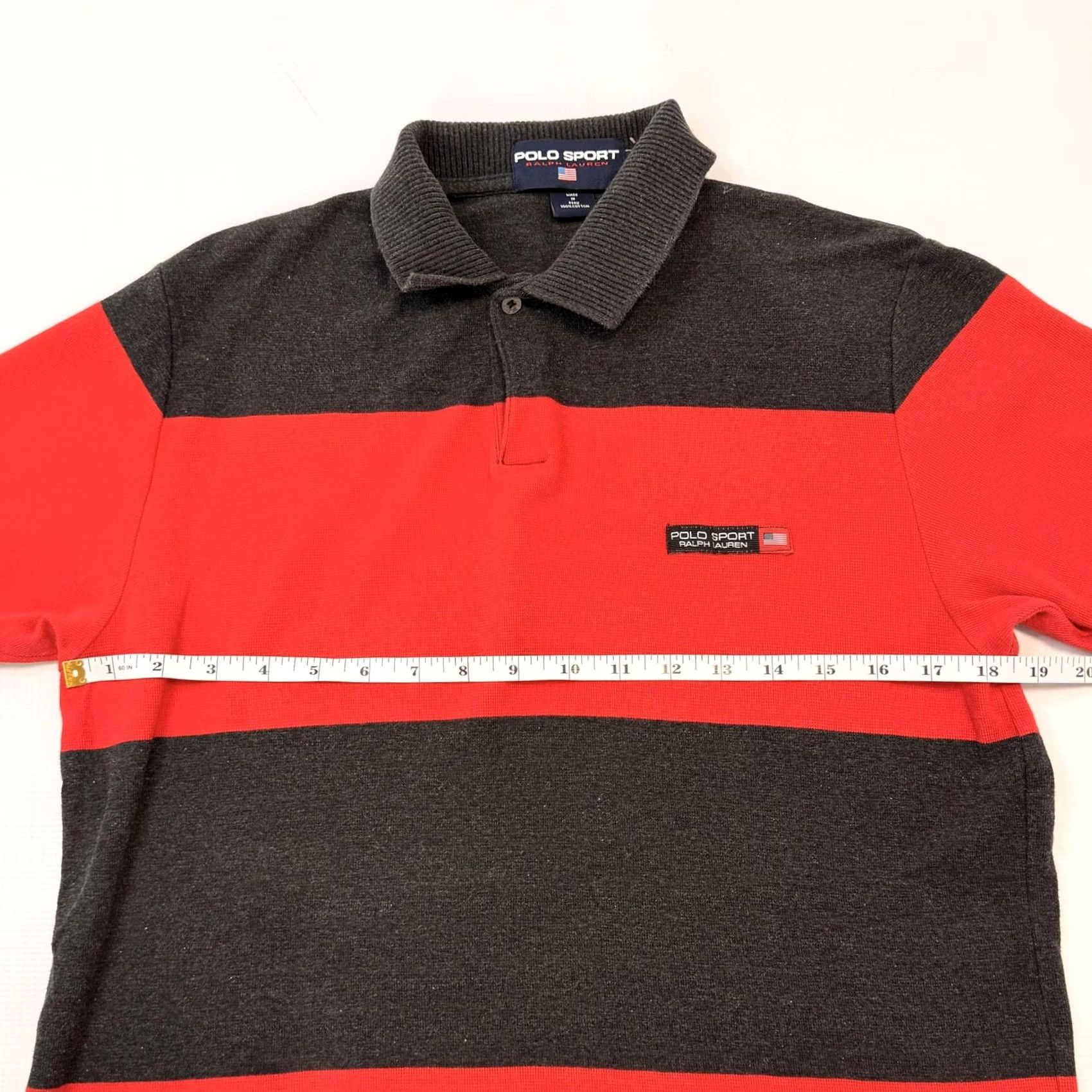 Polo Ralph Lauren Polo Sport Ralph Lauren Polo Shirt Mens M Red Striped 100% Cotton Polo Sport Logo Casual Short Sleeve Button Neckline Size US M / EU 48-50 / 2 - 6 Thumbnail