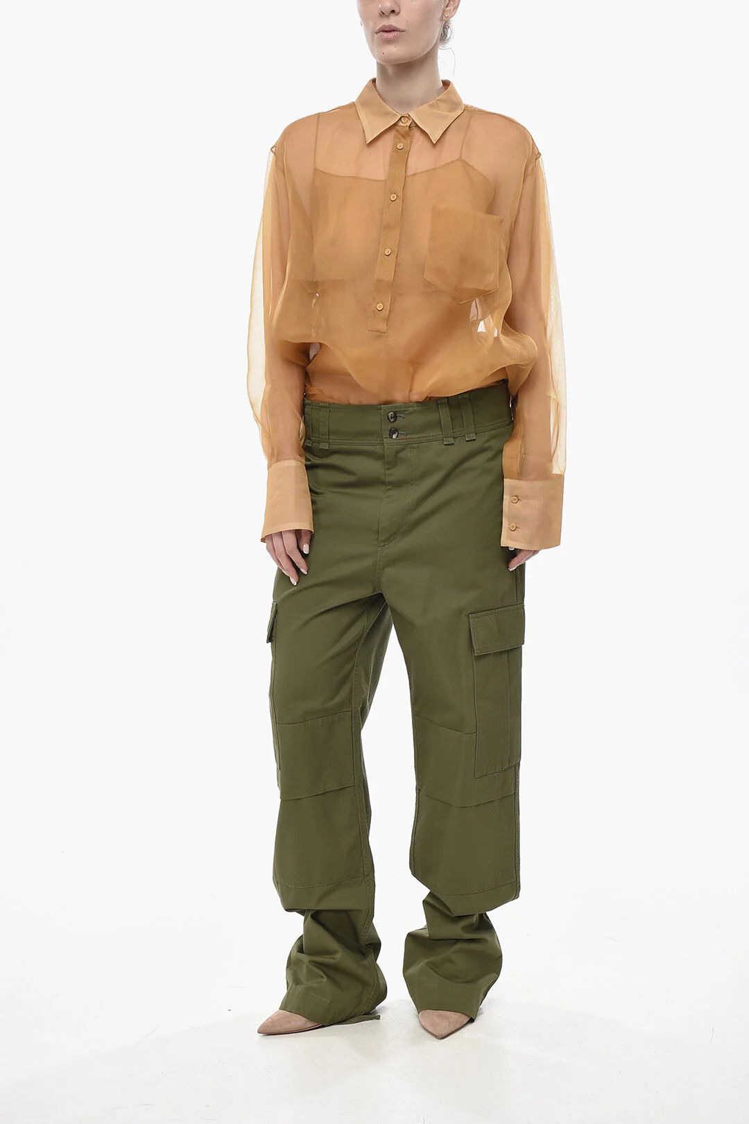 Saint Laurent Paris og1mm0326 Cotton Cargo Pant in Military Green Size 28" / US 6 / IT 42 - 4 Thumbnail