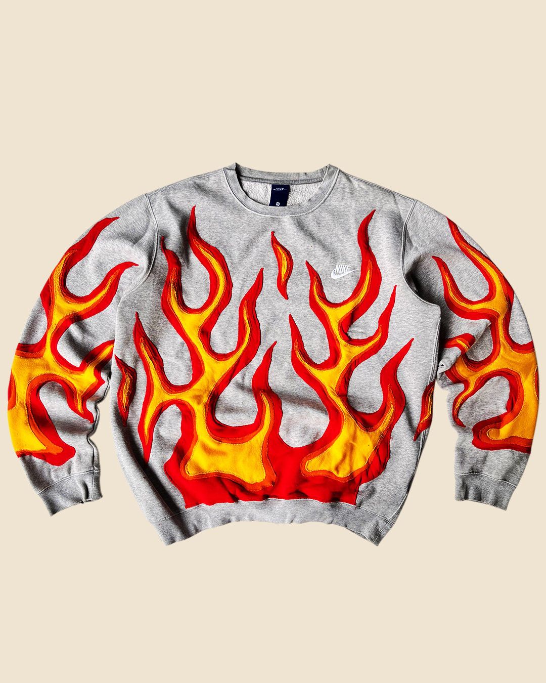 1OF1 REWORKED NIKE FLAME GREY SWEATSHIRT SIZE XL