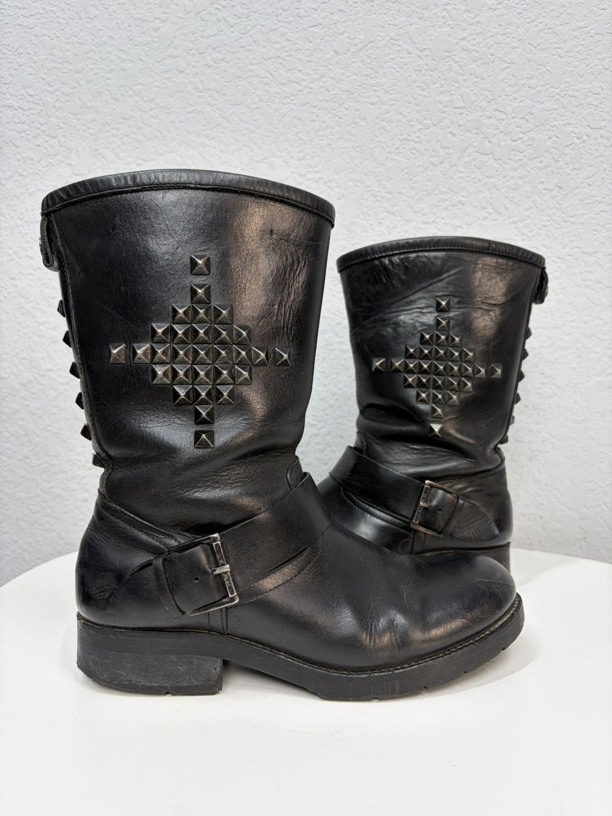 Hedi Slimane Artisan Black Harness High Guidi Vibe Leather Biker Boots Size US 7.5 / EU 40-41 - 6 Thumbnail